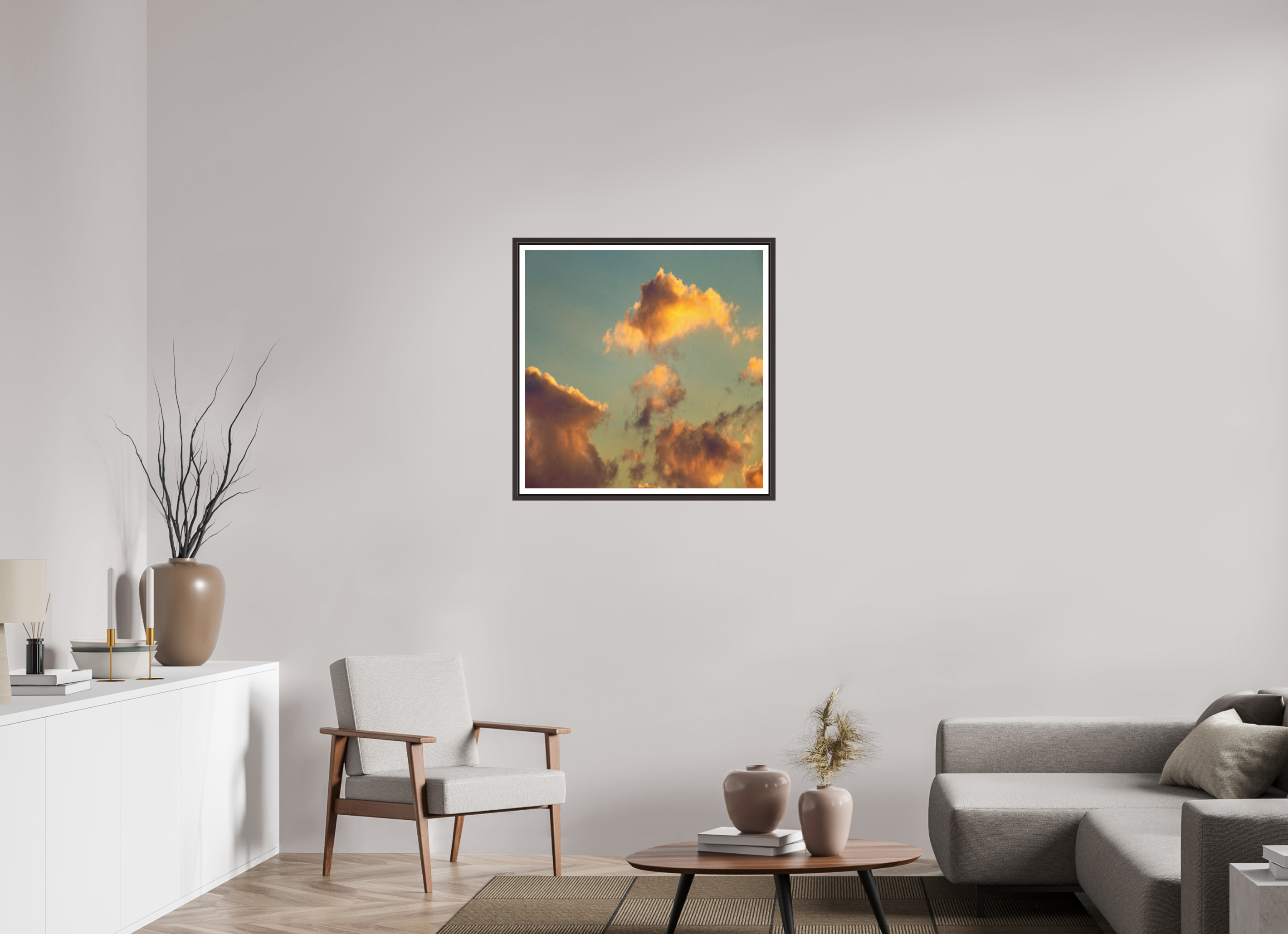 30 x 30″, Floater Frame (Alder Brown) "Golden Hour"