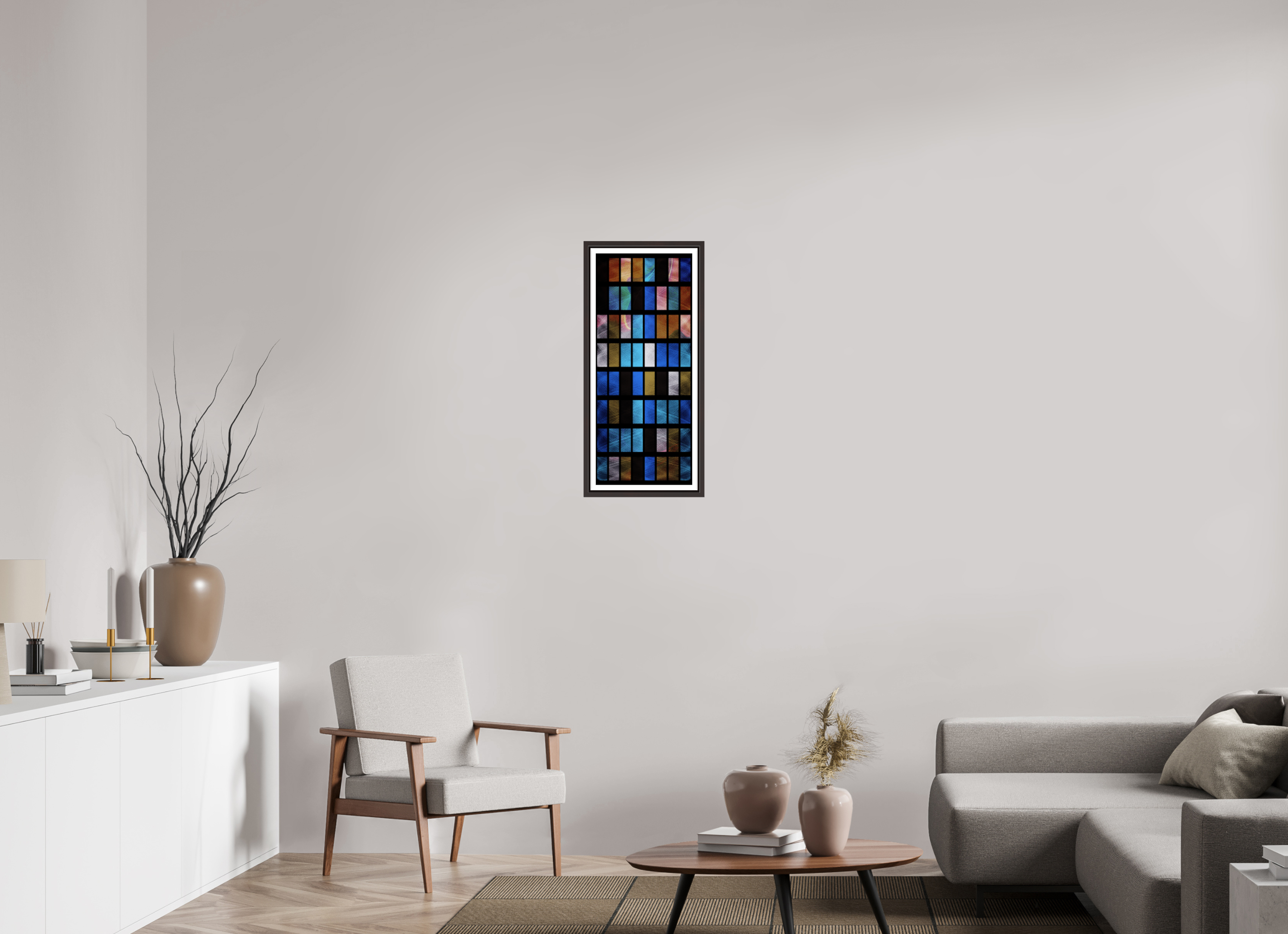 12 x 29.1″, Floater Frame (Alder Brown) Stained Glass