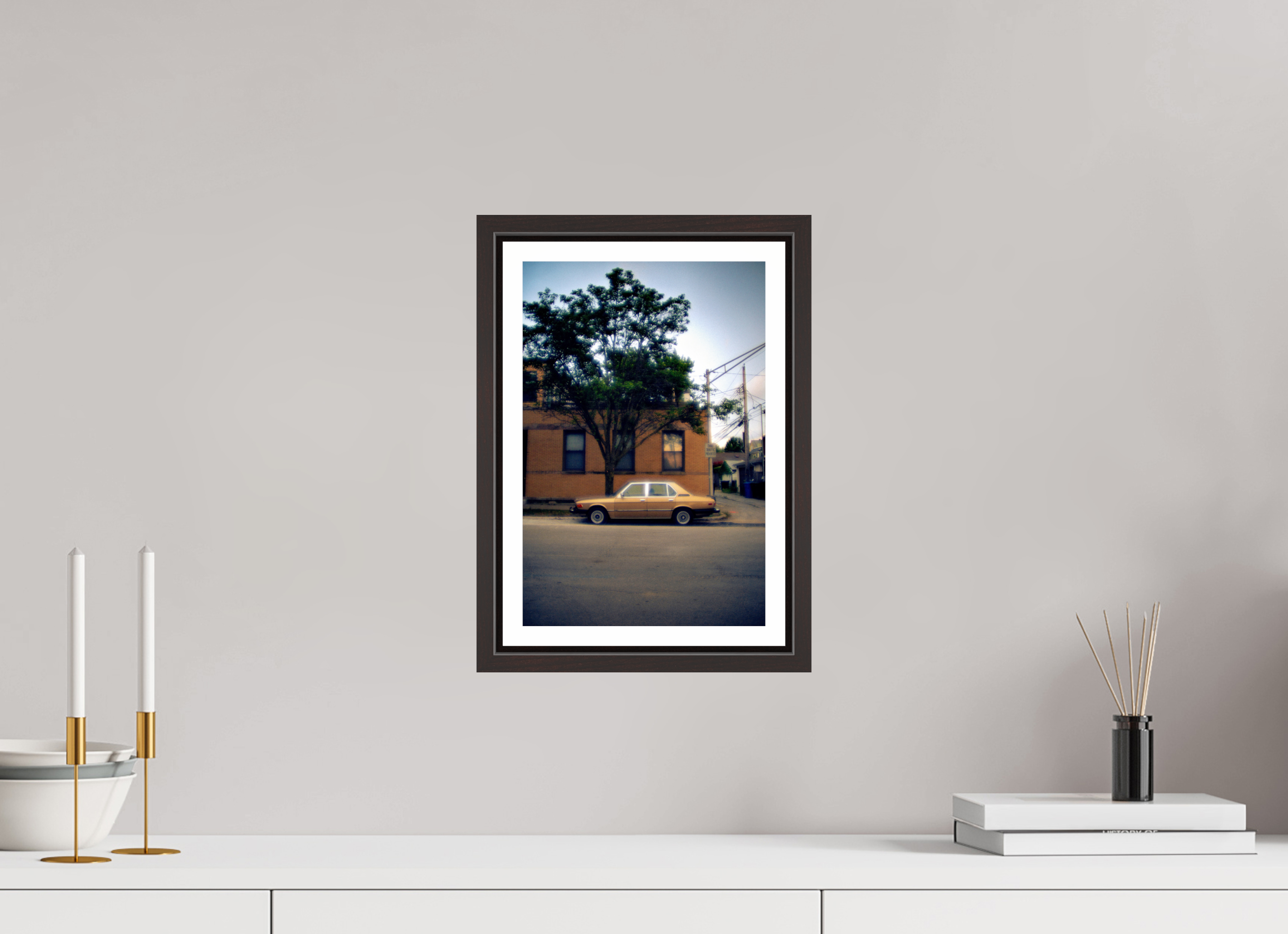 8 x 12.1″, Floater Frame (Alder Brown) Gold Car