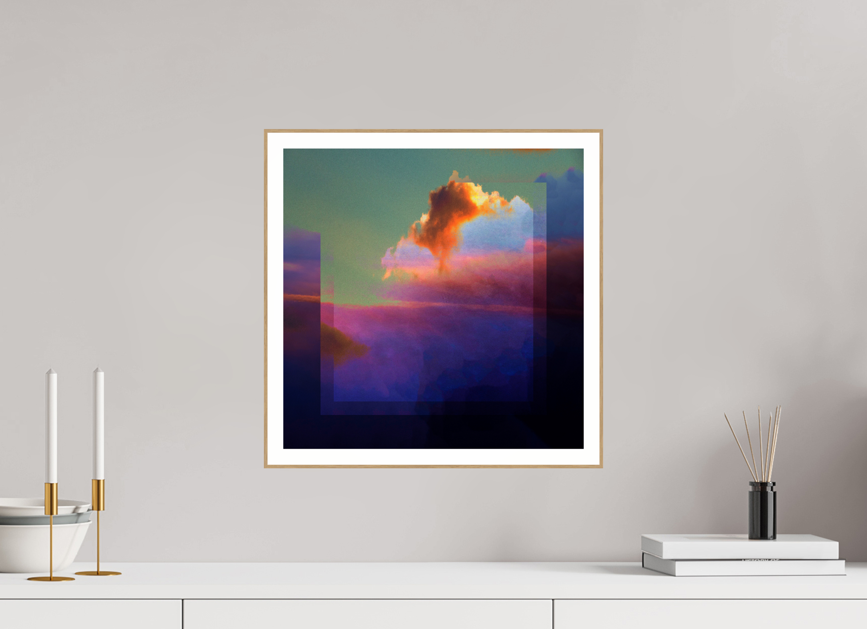 15 x 15″, Solid Wood ArtBox (Oak) clouds