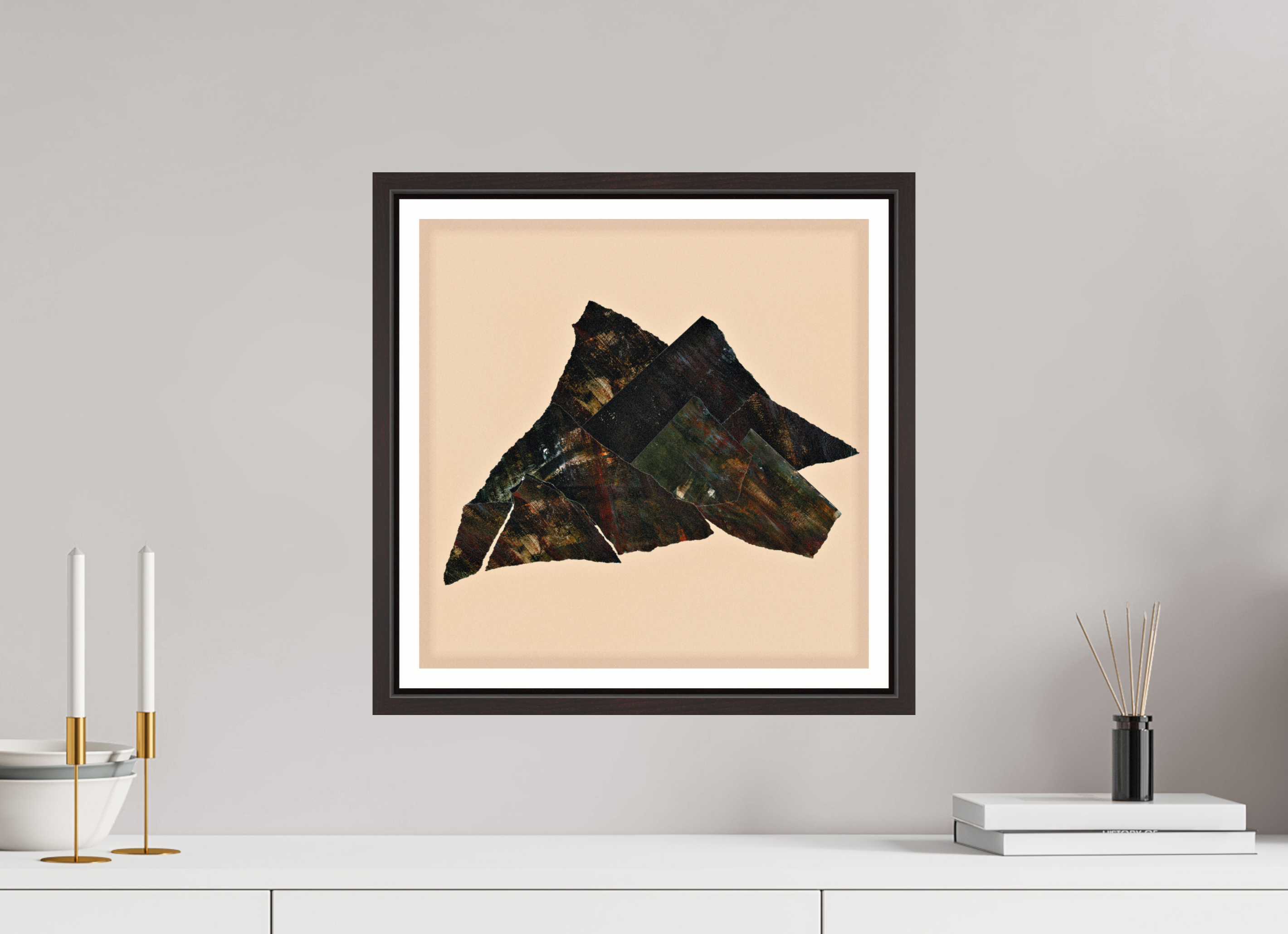 15 x 15″, Floater Frame (Alder Brown) Mountain