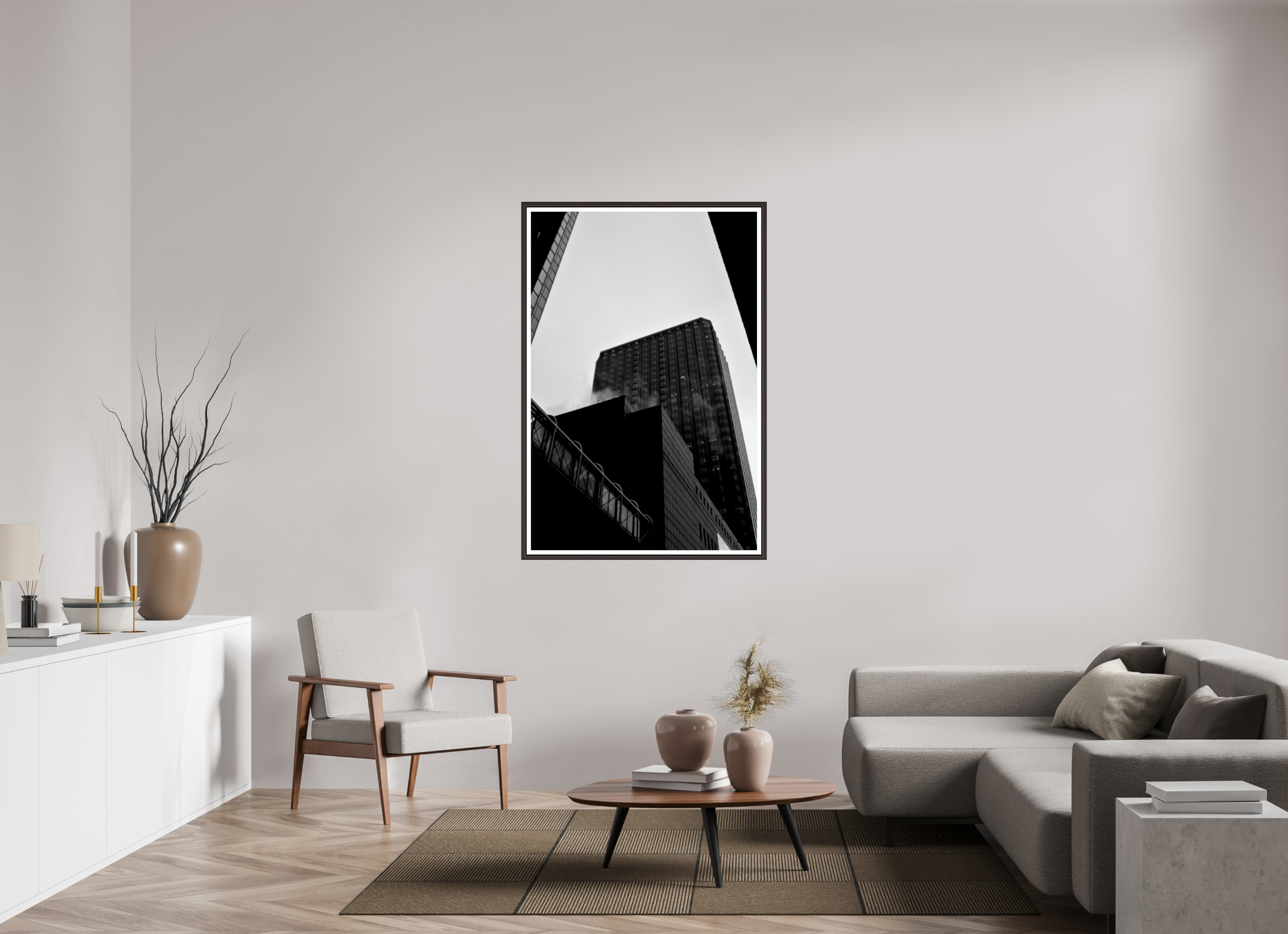 36 x 54″, Floater Frame (Alder Brown) Financial District
