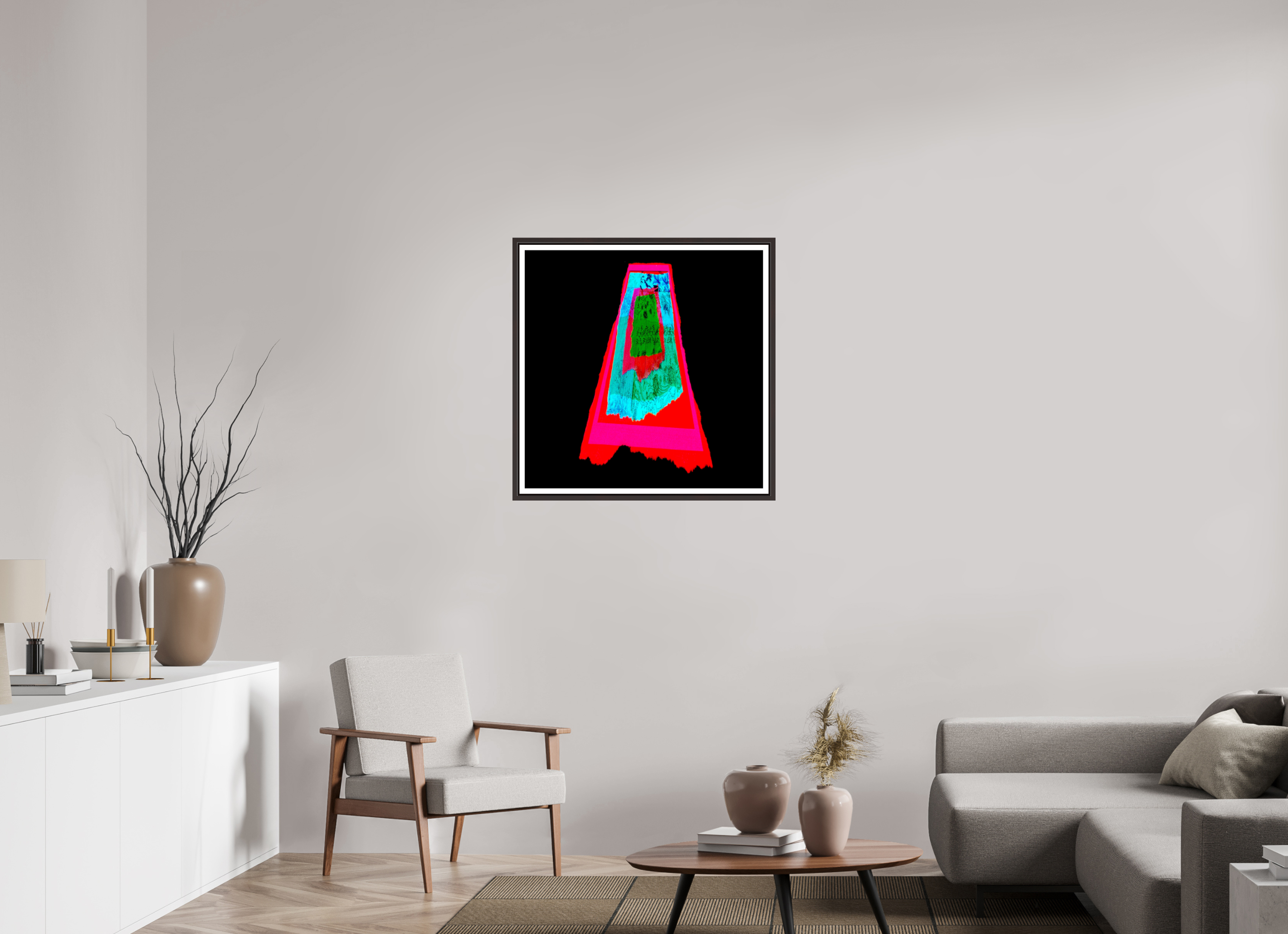 30 x 30″, Floater Frame (Alder Brown) Drip 001