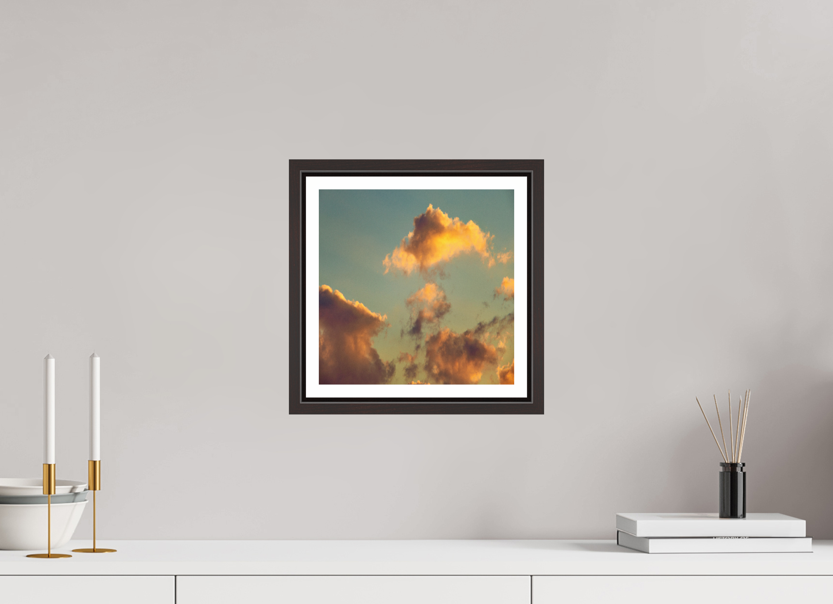 10 x 10″, Floater Frame (Alder Brown) "Golden Hour"