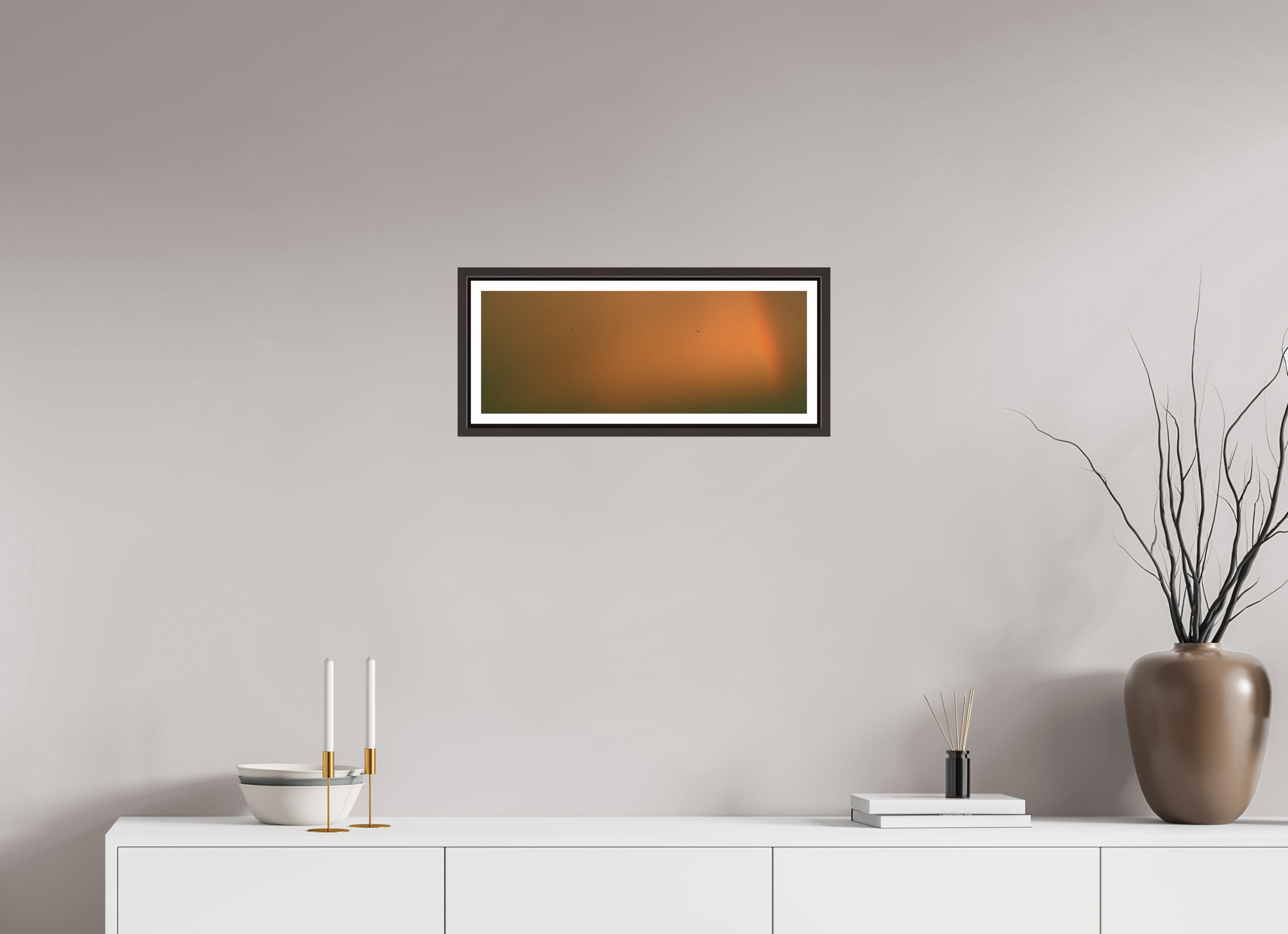 21.6 x 8″, Floater Frame (Alder Brown) Rainbow