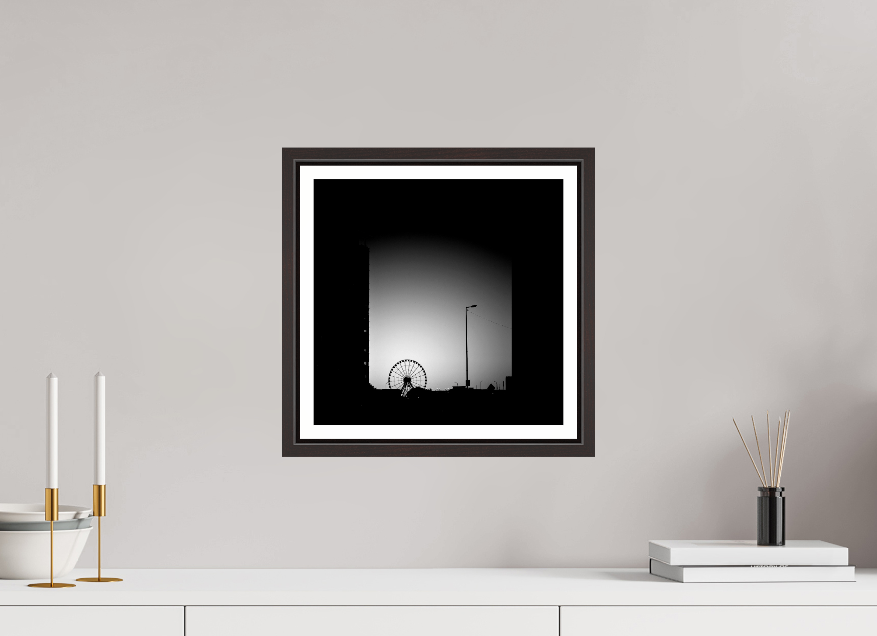 12.2 x 12″, Floater Frame (Alder Brown) Navy Pier