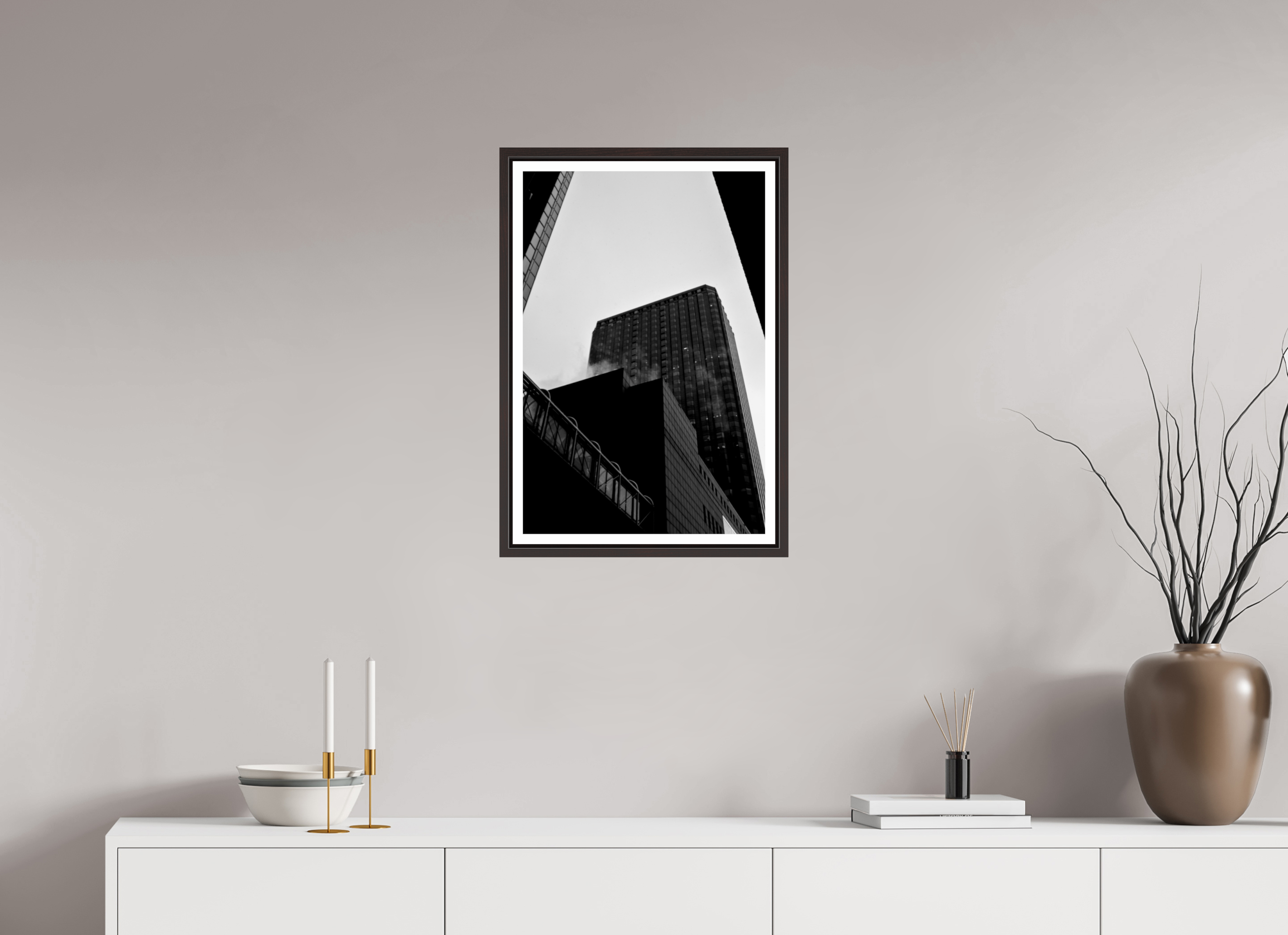 16 x 24″, Floater Frame (Alder Brown) Financial District