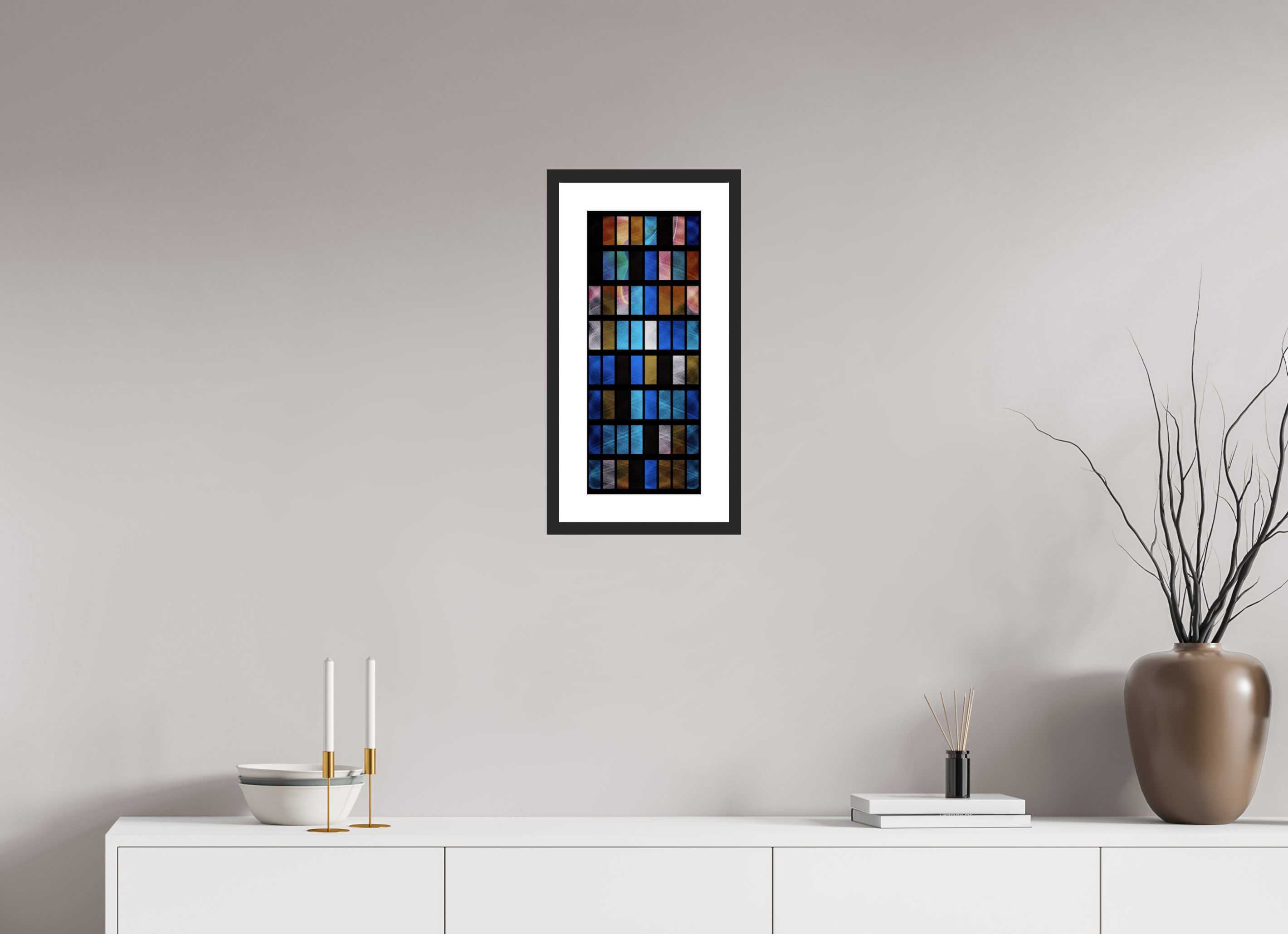 8 x 19.4″, Fuji Crystal Archive Print Framed (Black) Stained Glass
