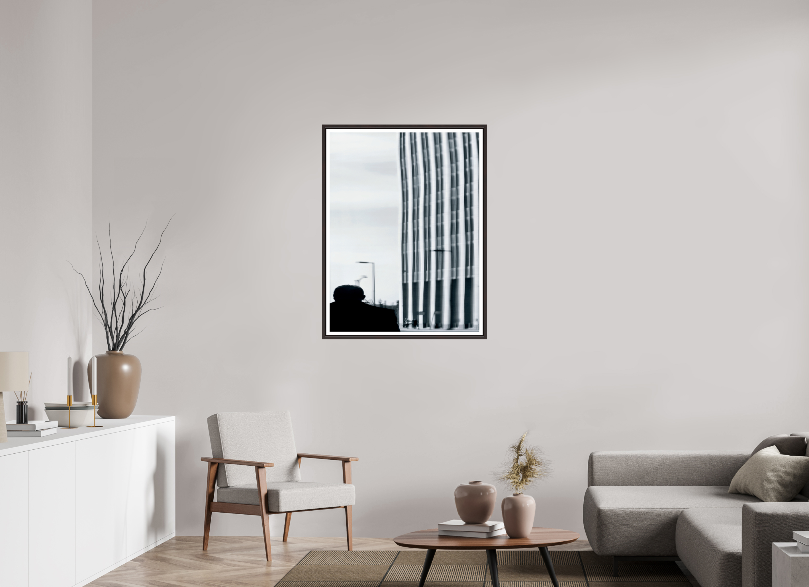 30 x 40″, Floater Frame (Alder Brown) Warping