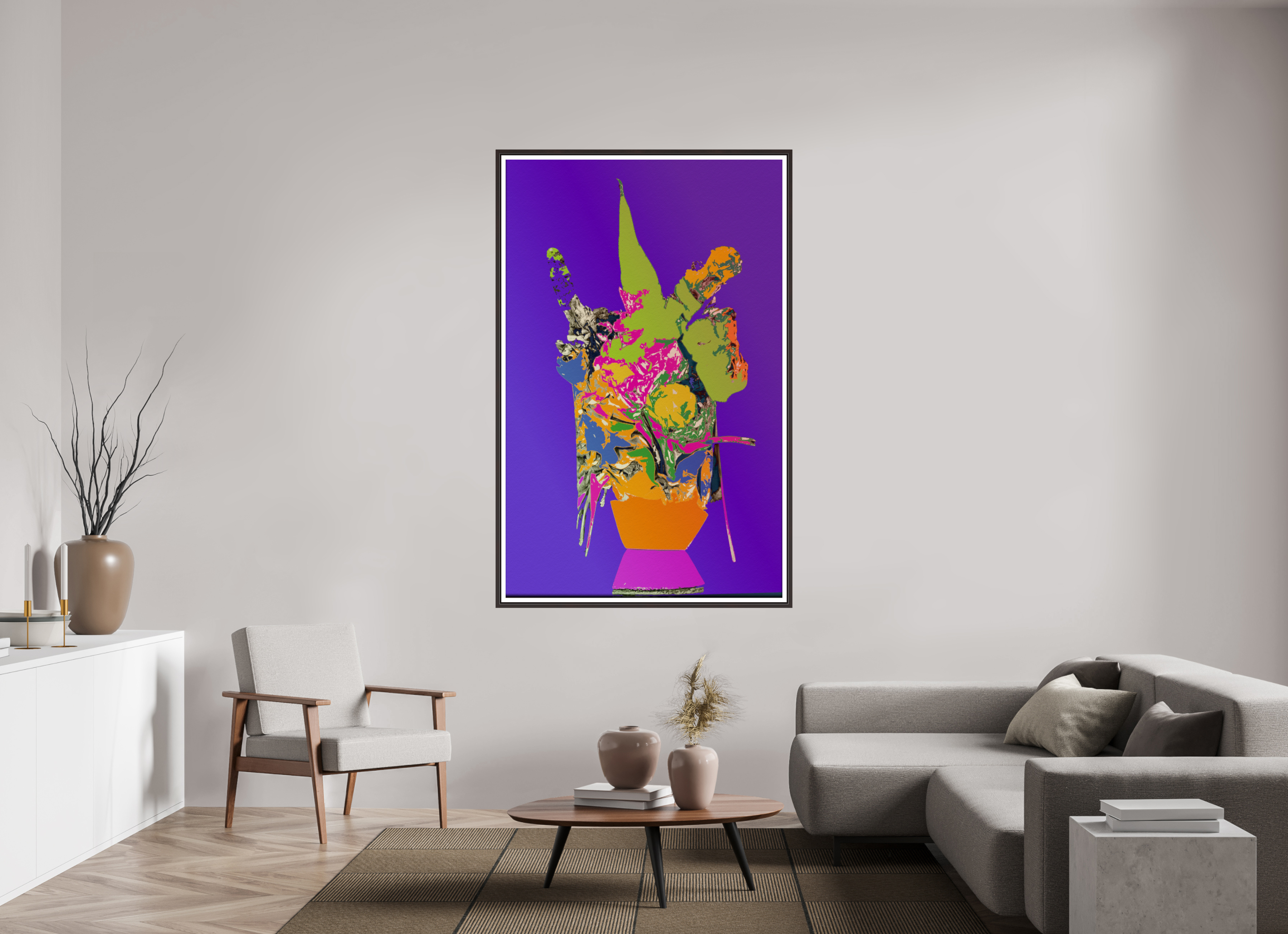 43 x 68.2″, Floater Frame (Alder Brown) Pop Vase 1