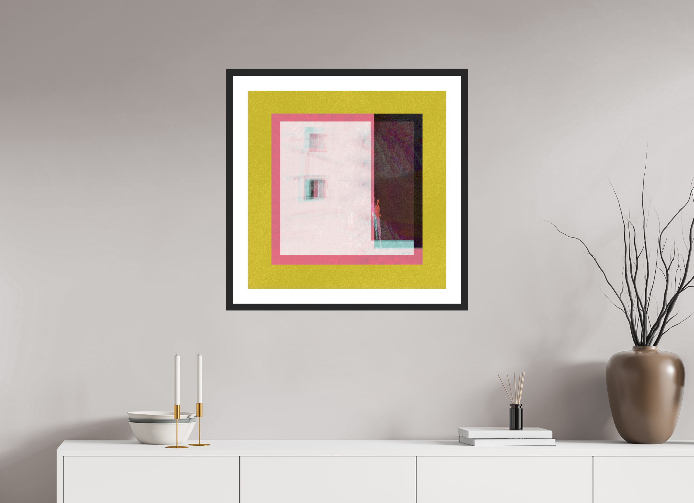 25 x 25″, Framed #1 Corner Store