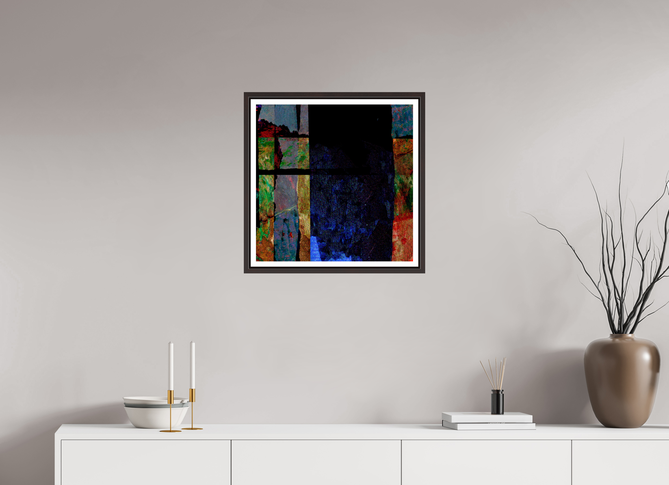 20 x 20″, Floater Frame (Alder Brown) Earth