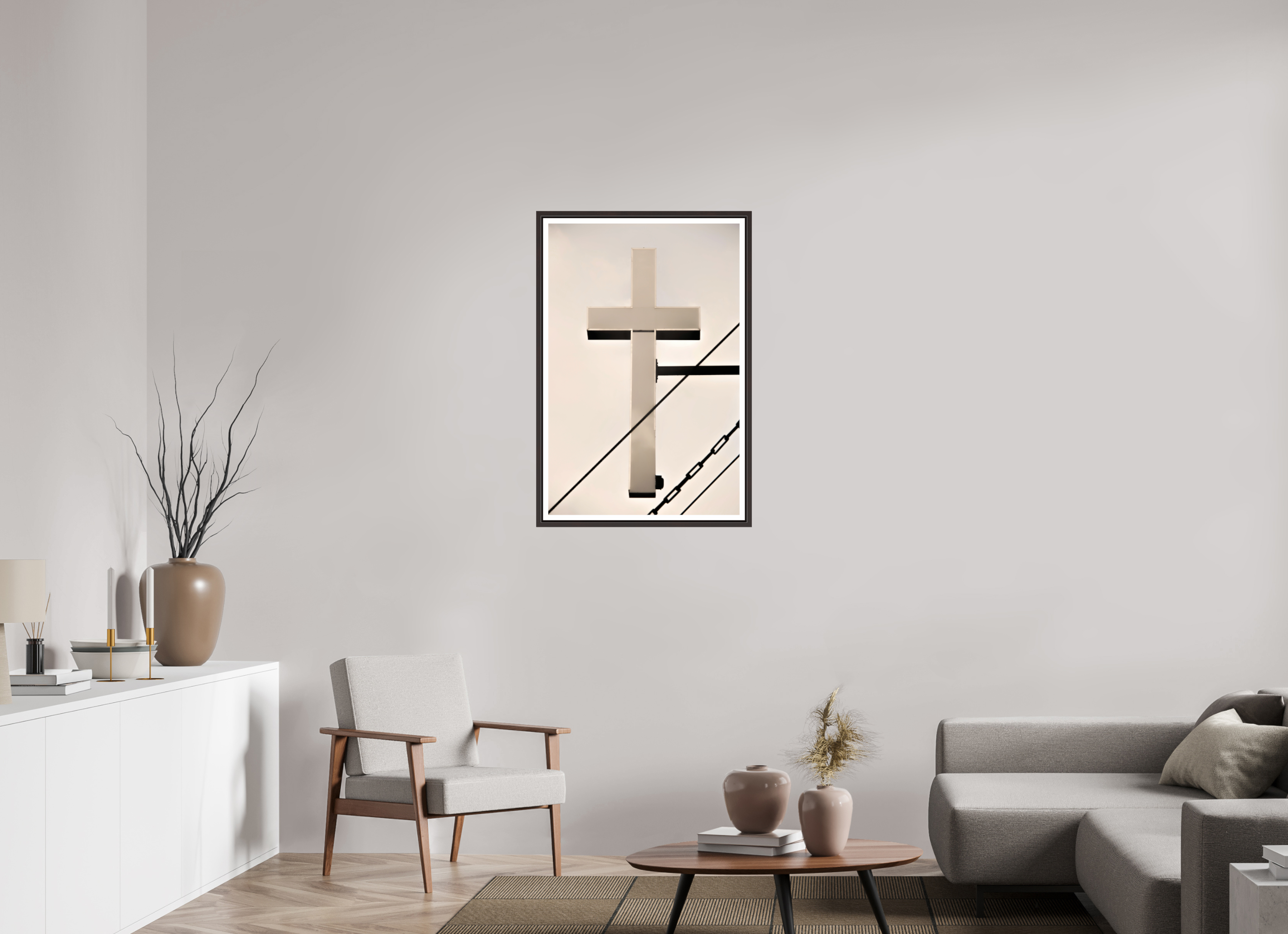 24 x 36.7″, Floater Frame (Alder Brown) Catholic School
