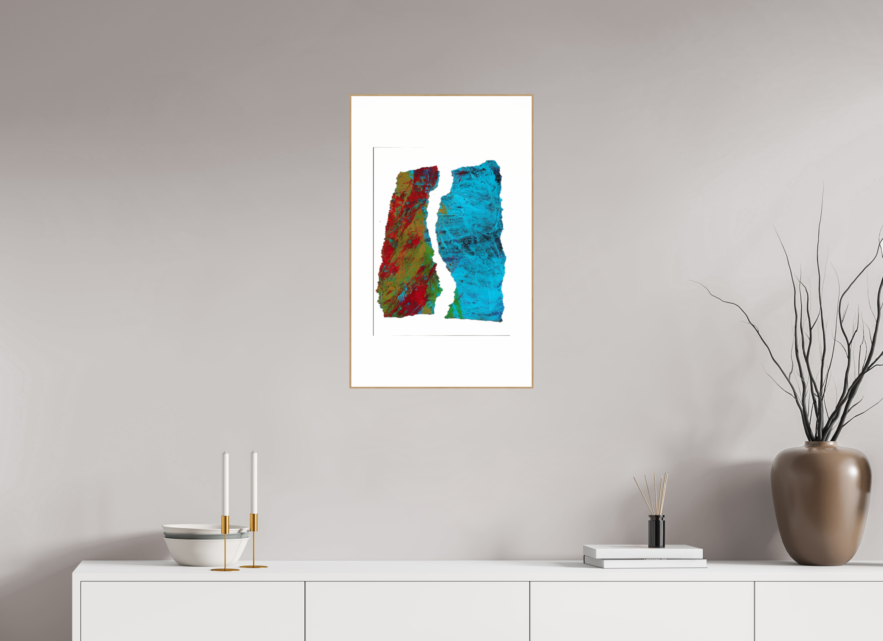16 x 26.7″, Solid Wood ArtBox (Oak) Earth & Water