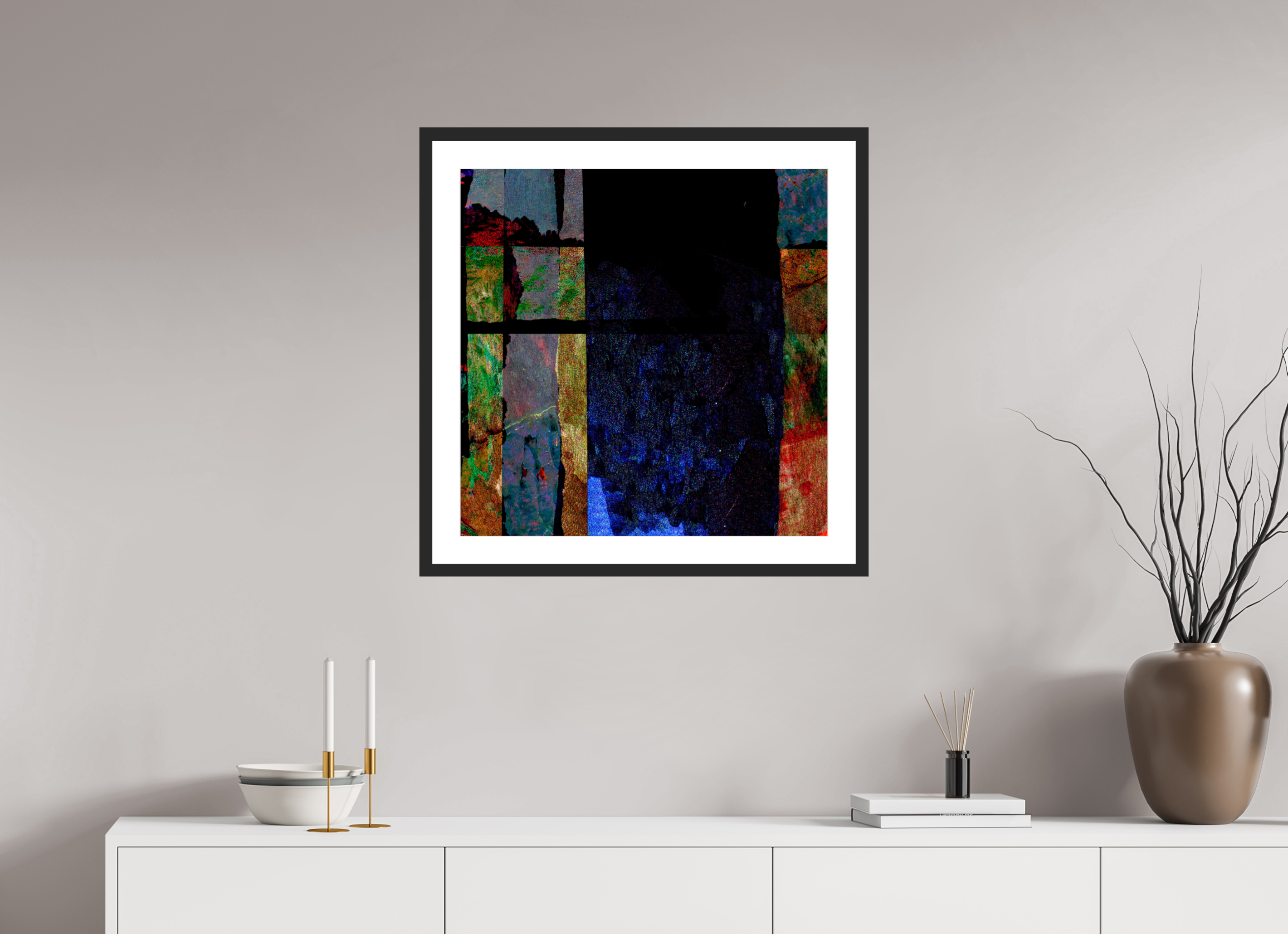 25 x 25″, Framed #1 earth