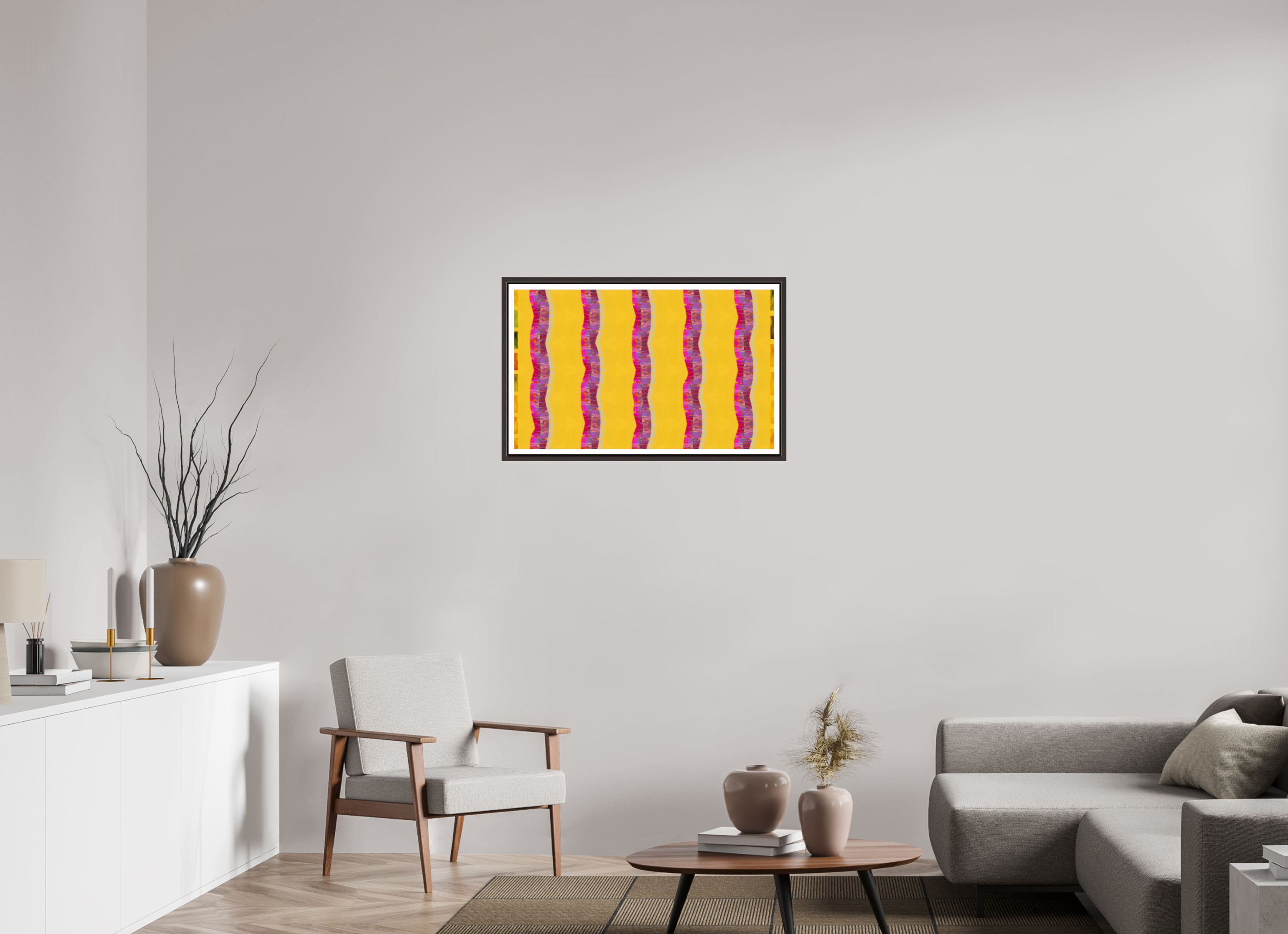 32.8 x 20″, Floater Frame (Alder Brown) Purple Waves