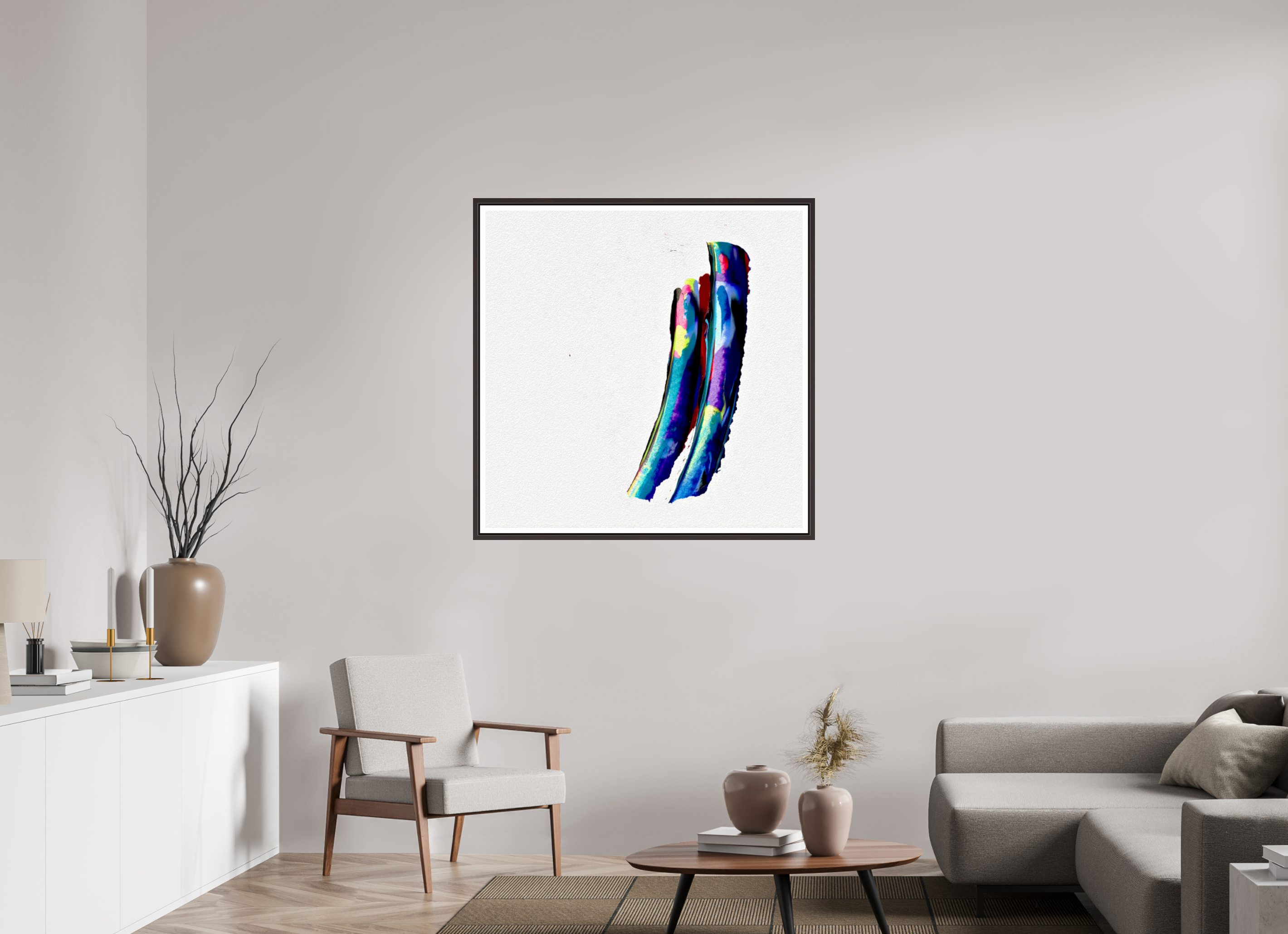 40 x 40″, Floater Frame (Alder Brown) 2 Fish
