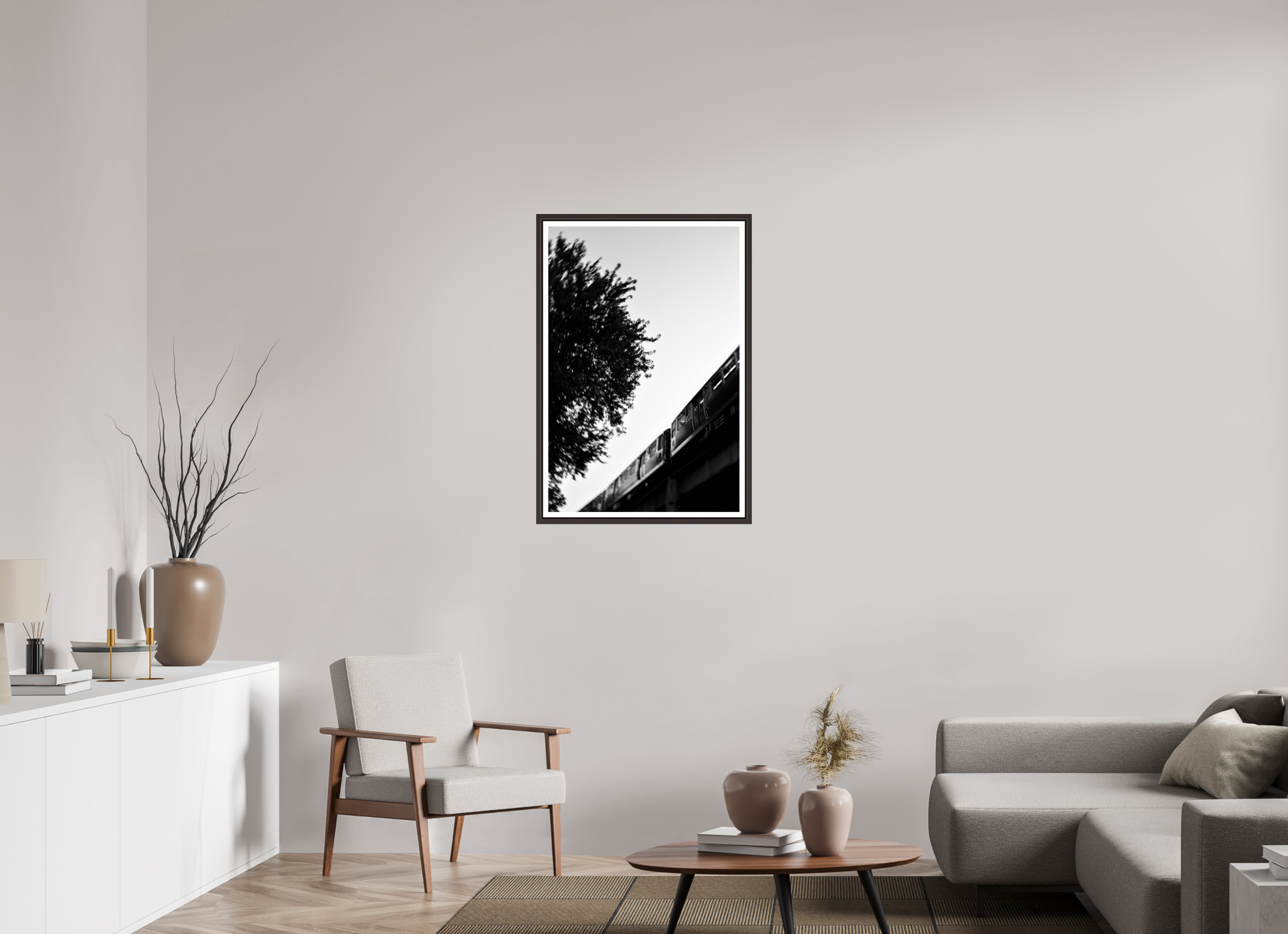 24 x 36″, Floater Frame (Alder Brown) Transit
