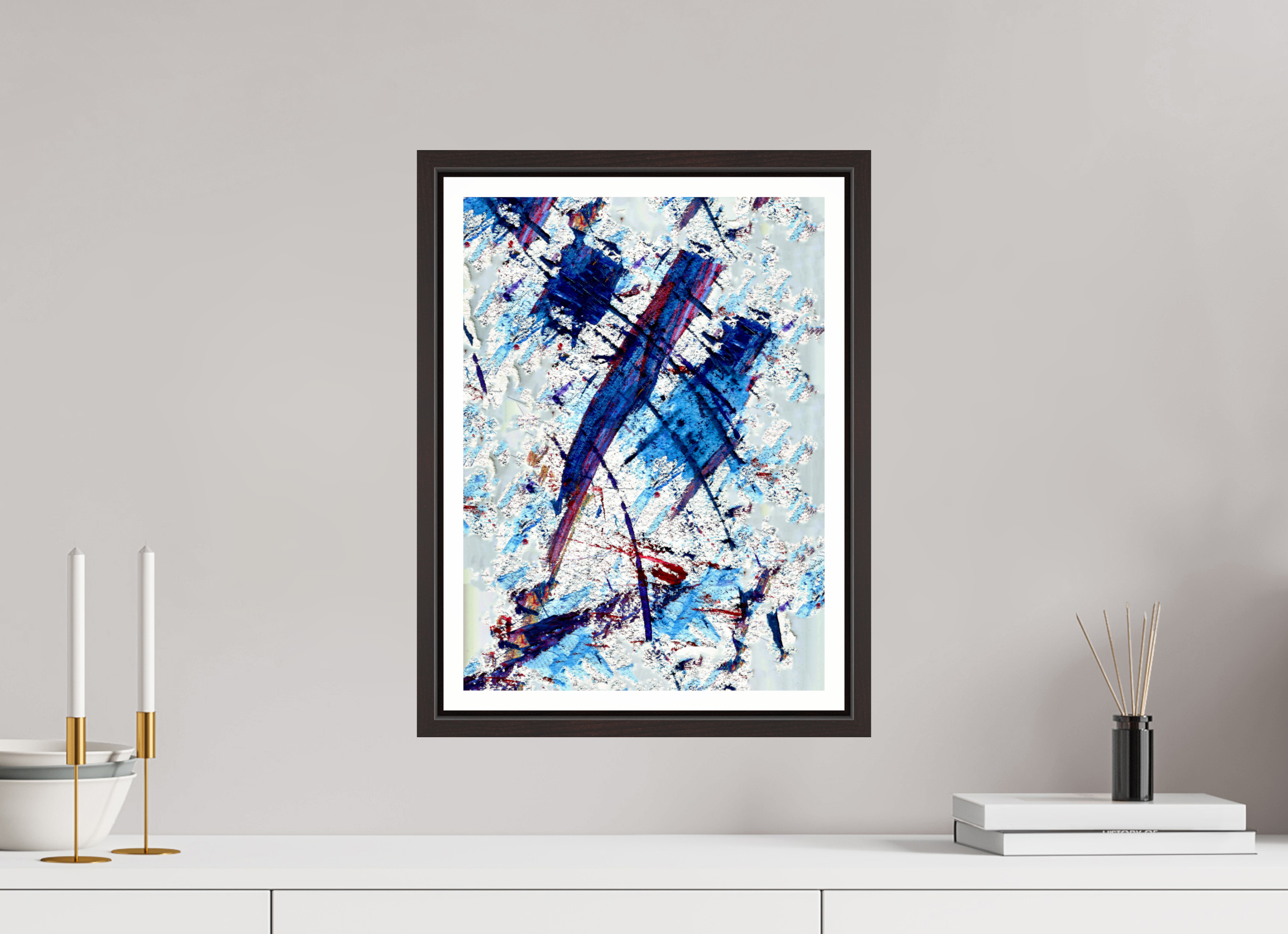 12 x 16.5″, Floater Frame (Alder Brown) blue