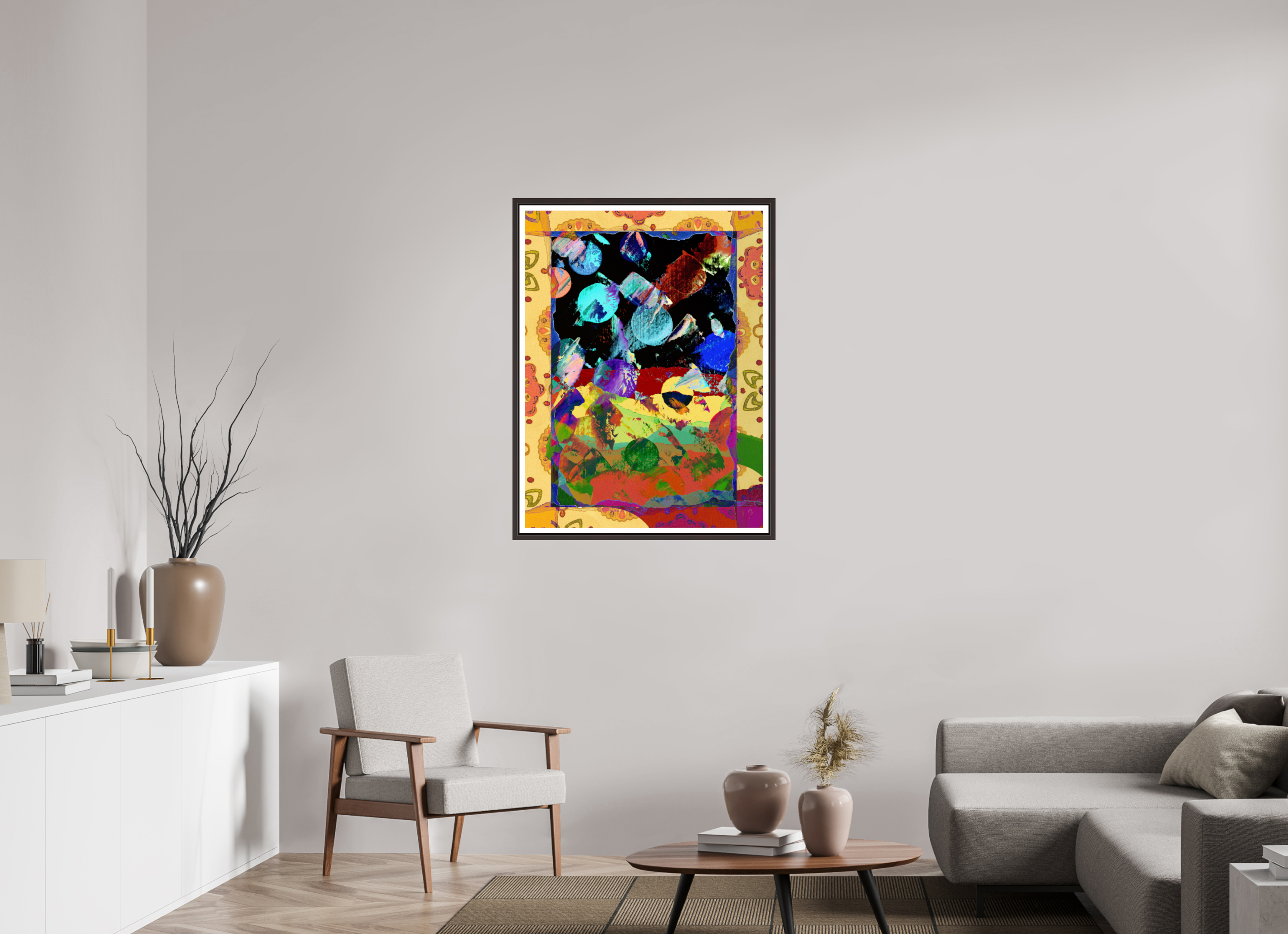 30 x 40″, Floater Frame (Alder Brown) space paper