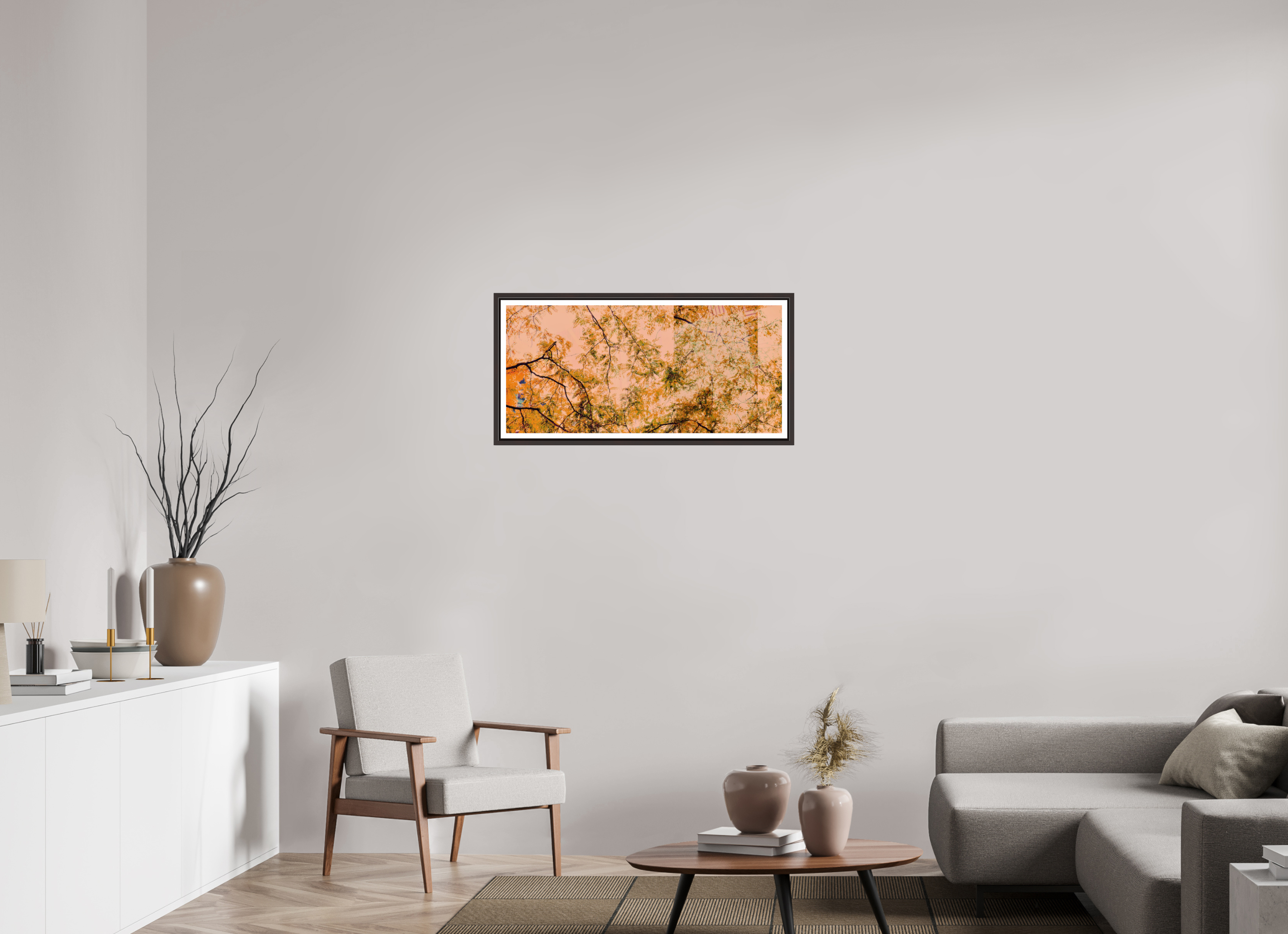 34.8 x 16″, Floater Frame (Alder Brown) Cherry Trees