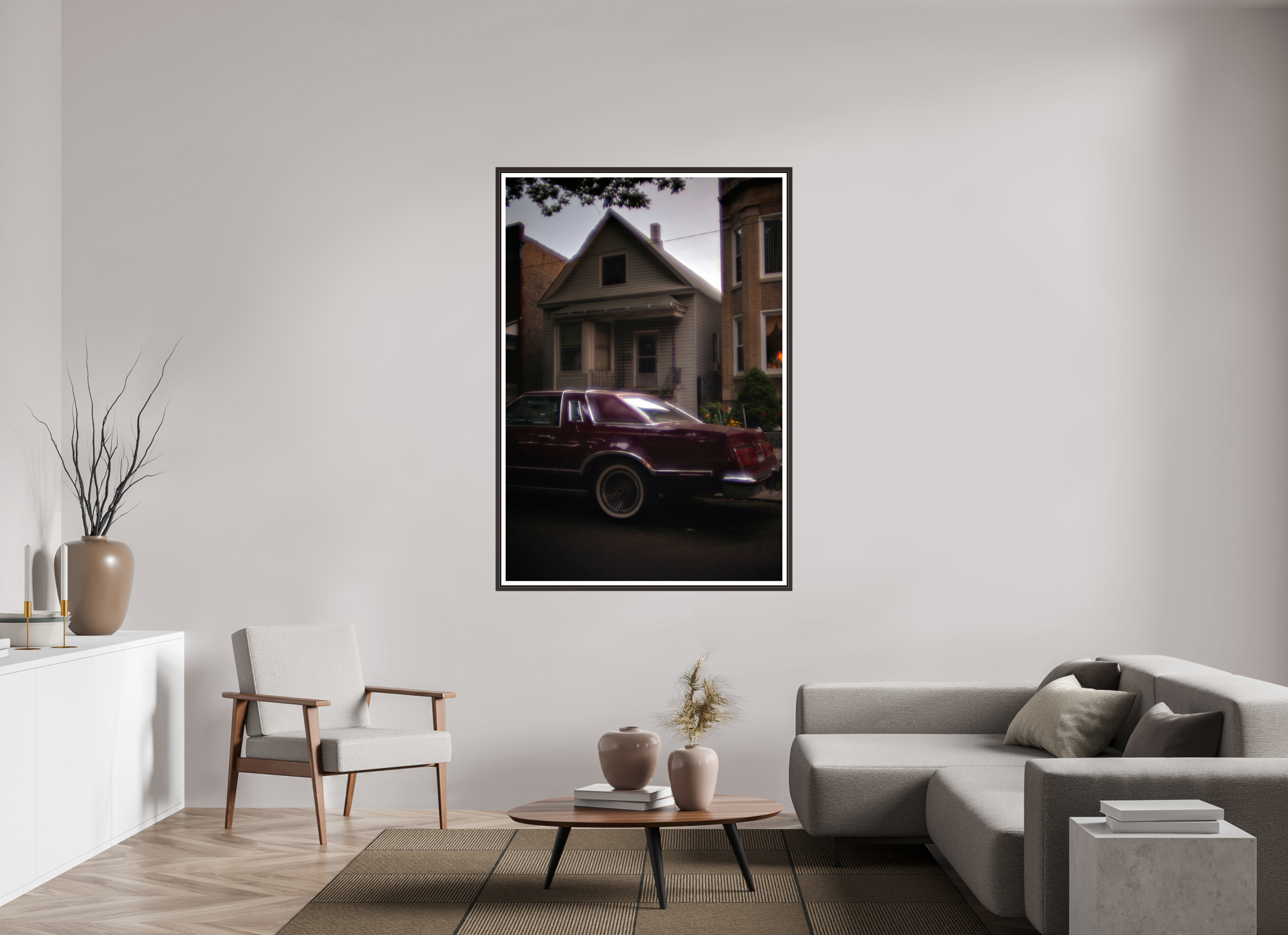 43 x 62.8″, Floater Frame (Alder Brown) 70s Glow