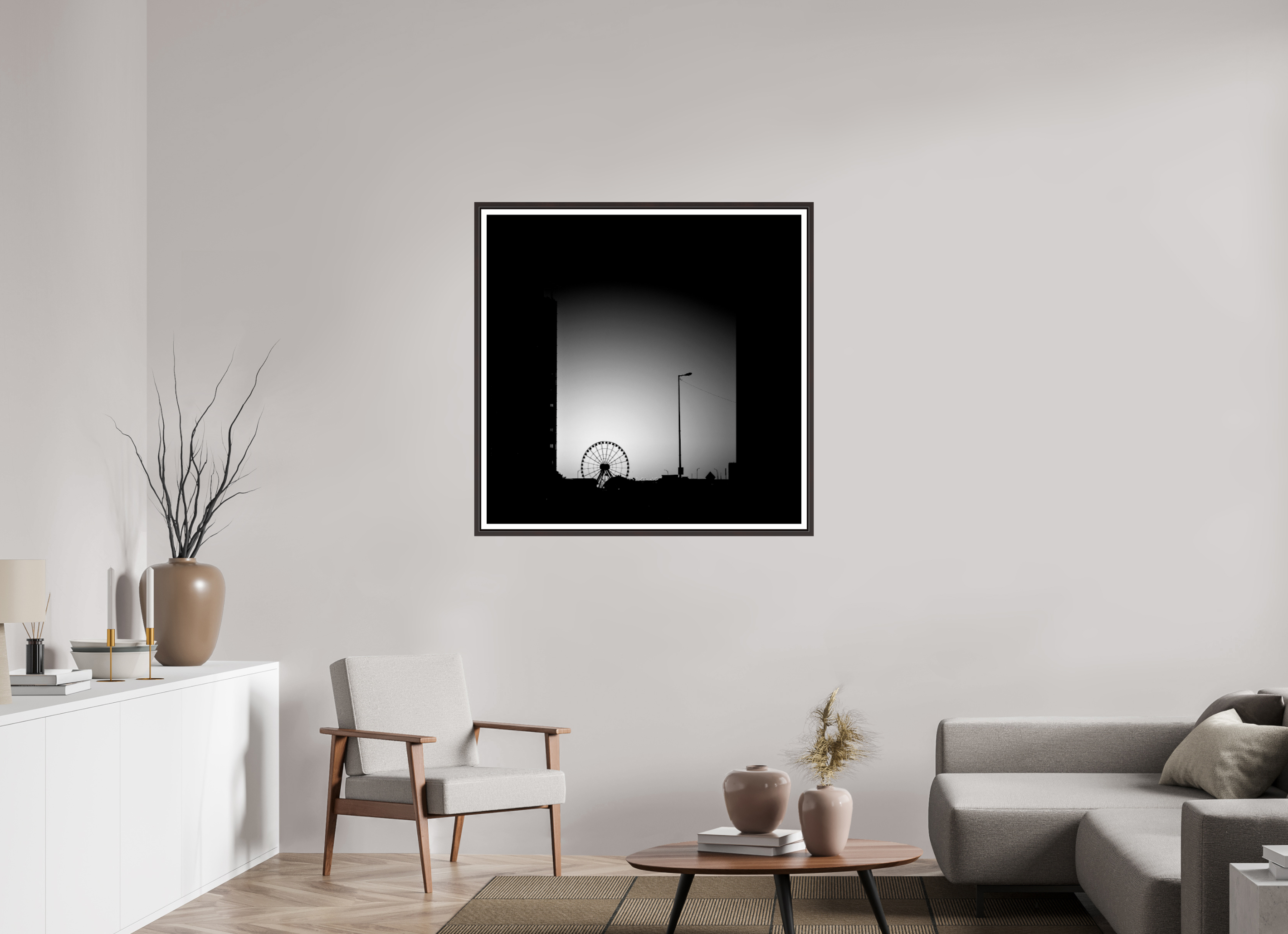 39.7 x 39″, Floater Frame (Alder Brown) Navy Pier
