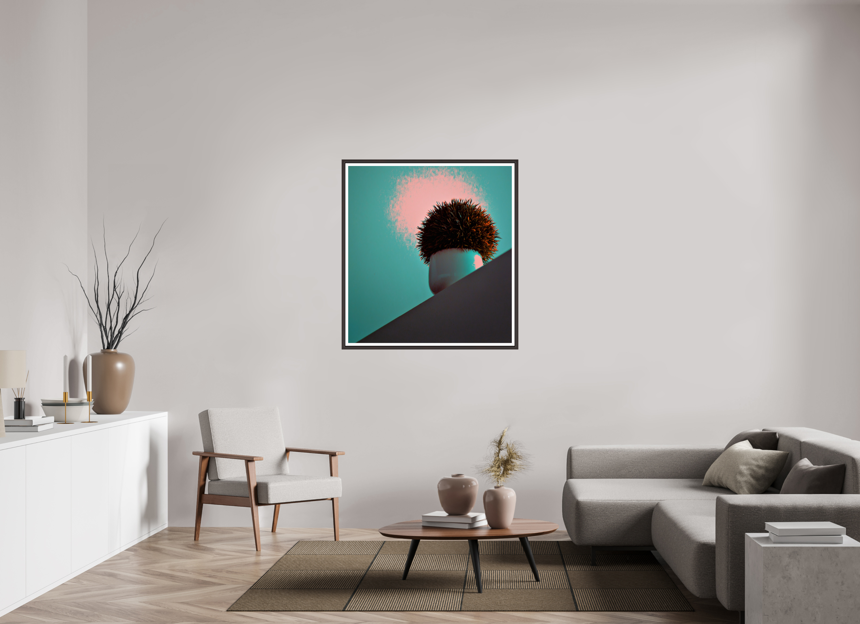 39 x 42.2″, Floater Frame (Alder Brown) Fake Plants