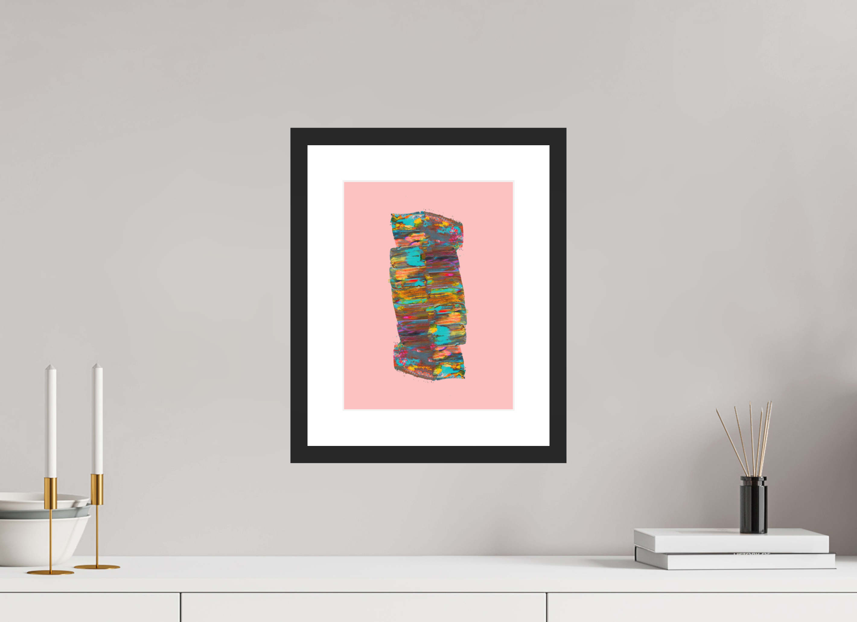 9 x 12″, Framed #1 pink