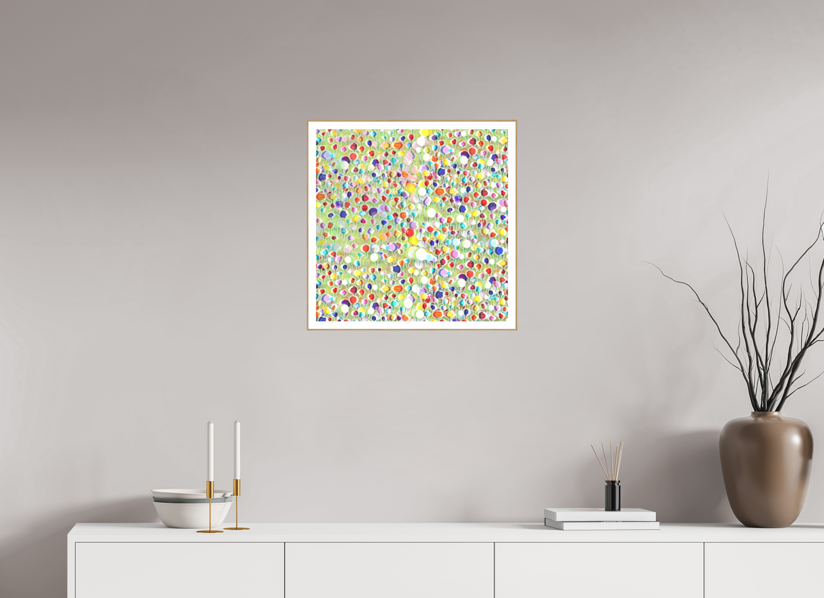 20 x 20″, Solid Wood ArtBox (Oak) tulips