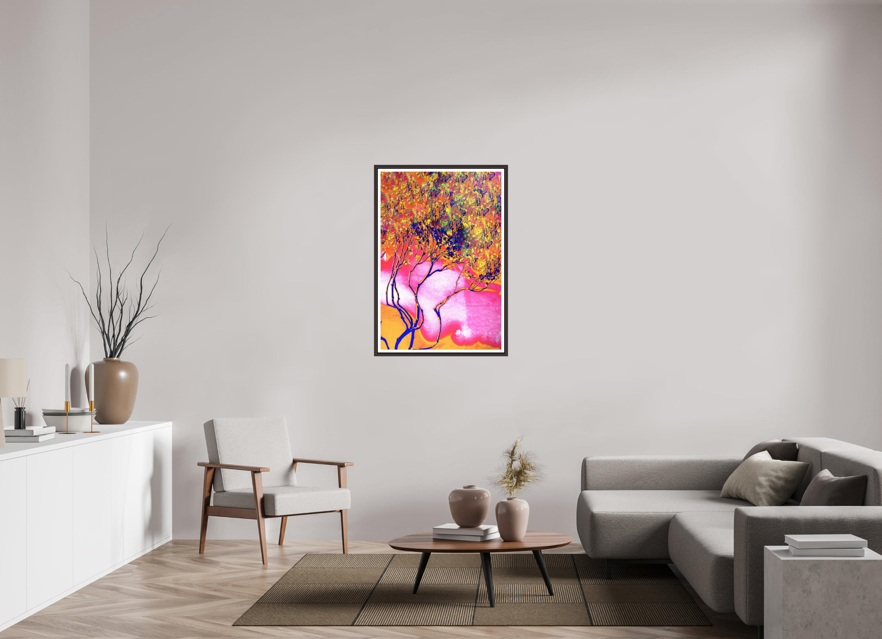 28 x 41.5″, Floater Frame (Alder Brown) Burning Bush