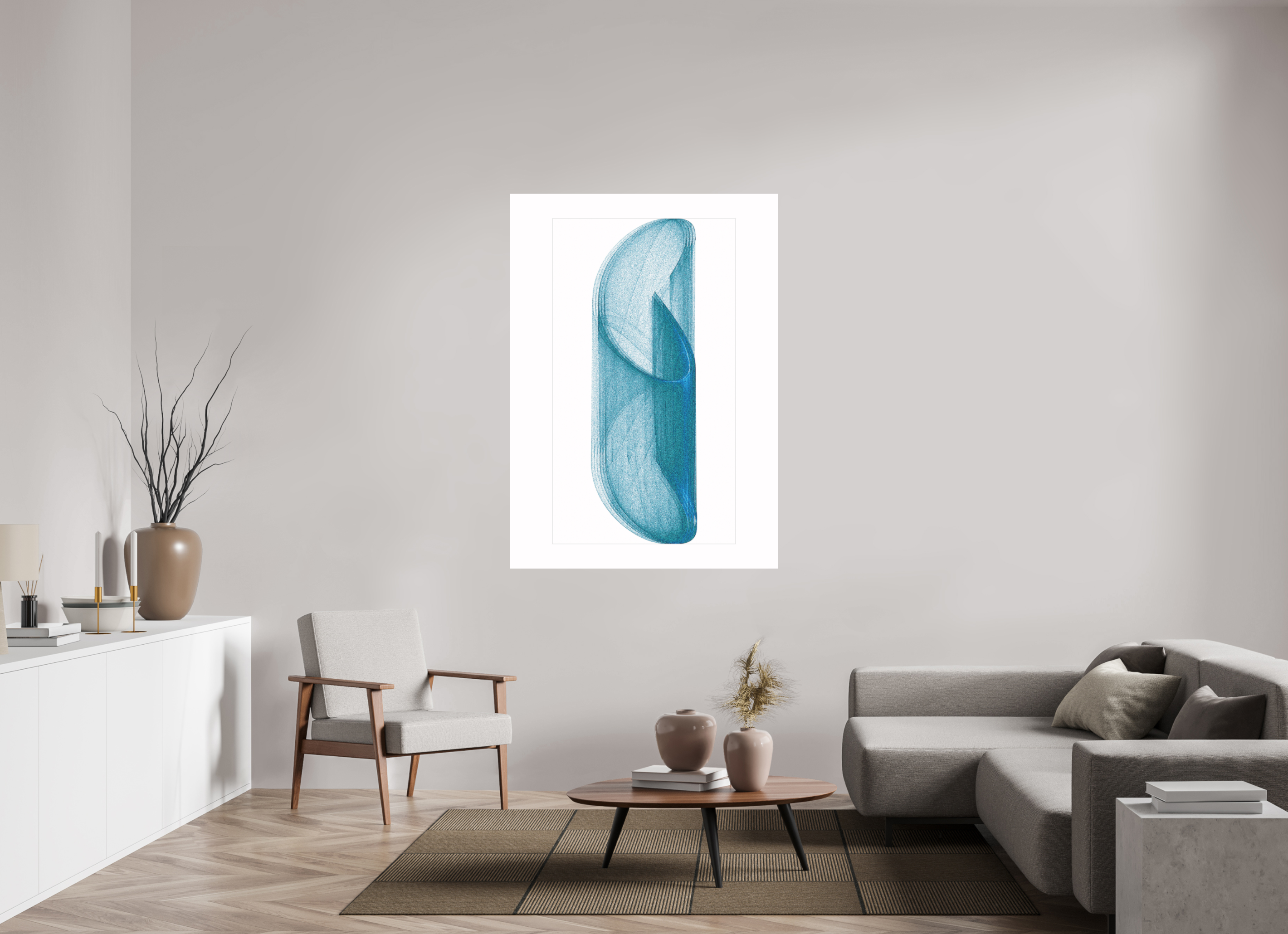 43 x 60.2″, Aluminum Dibond Brutal Blue