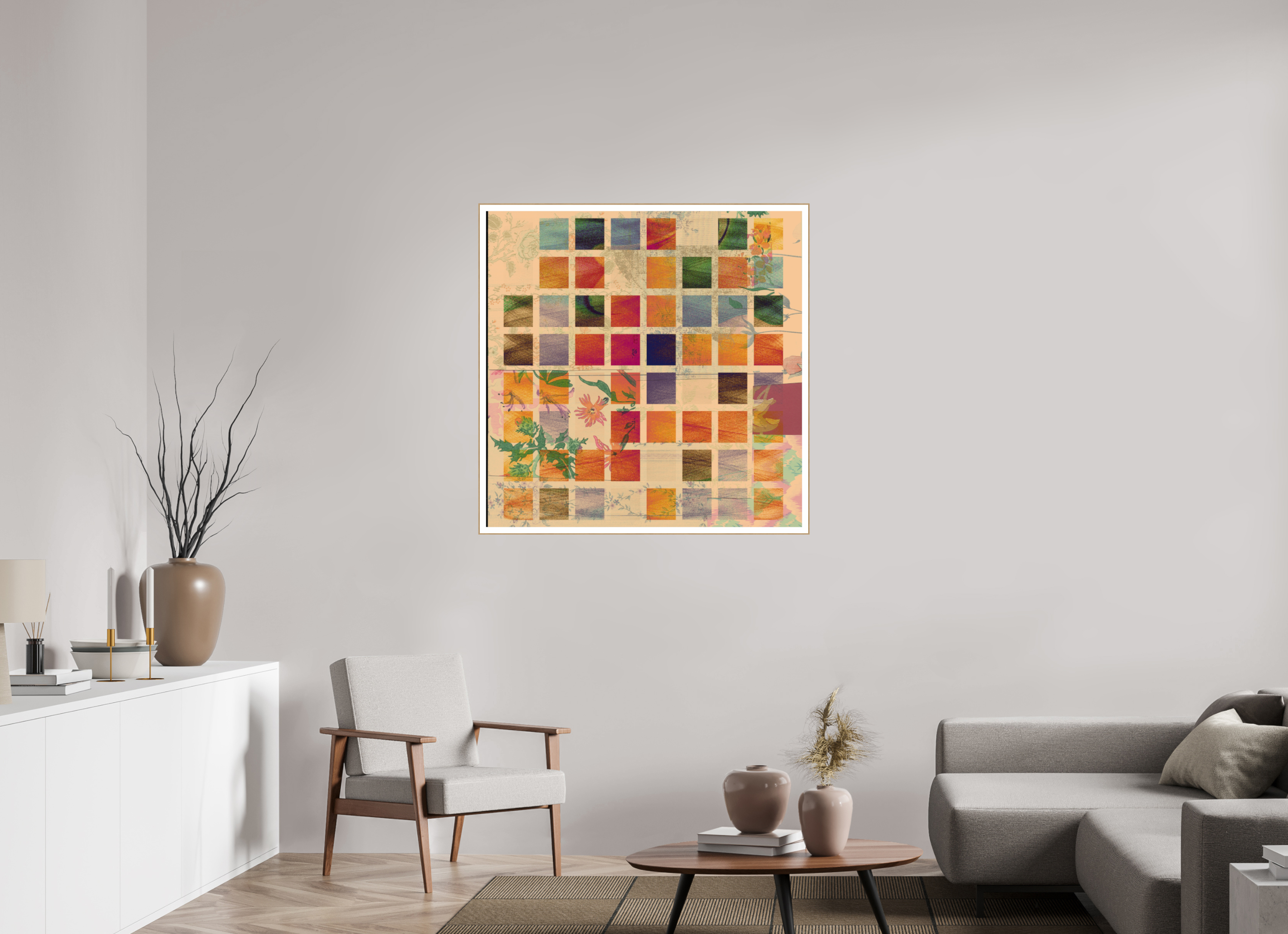 40 x 40″, Solid Wood ArtBox (Oak) Earth Tones