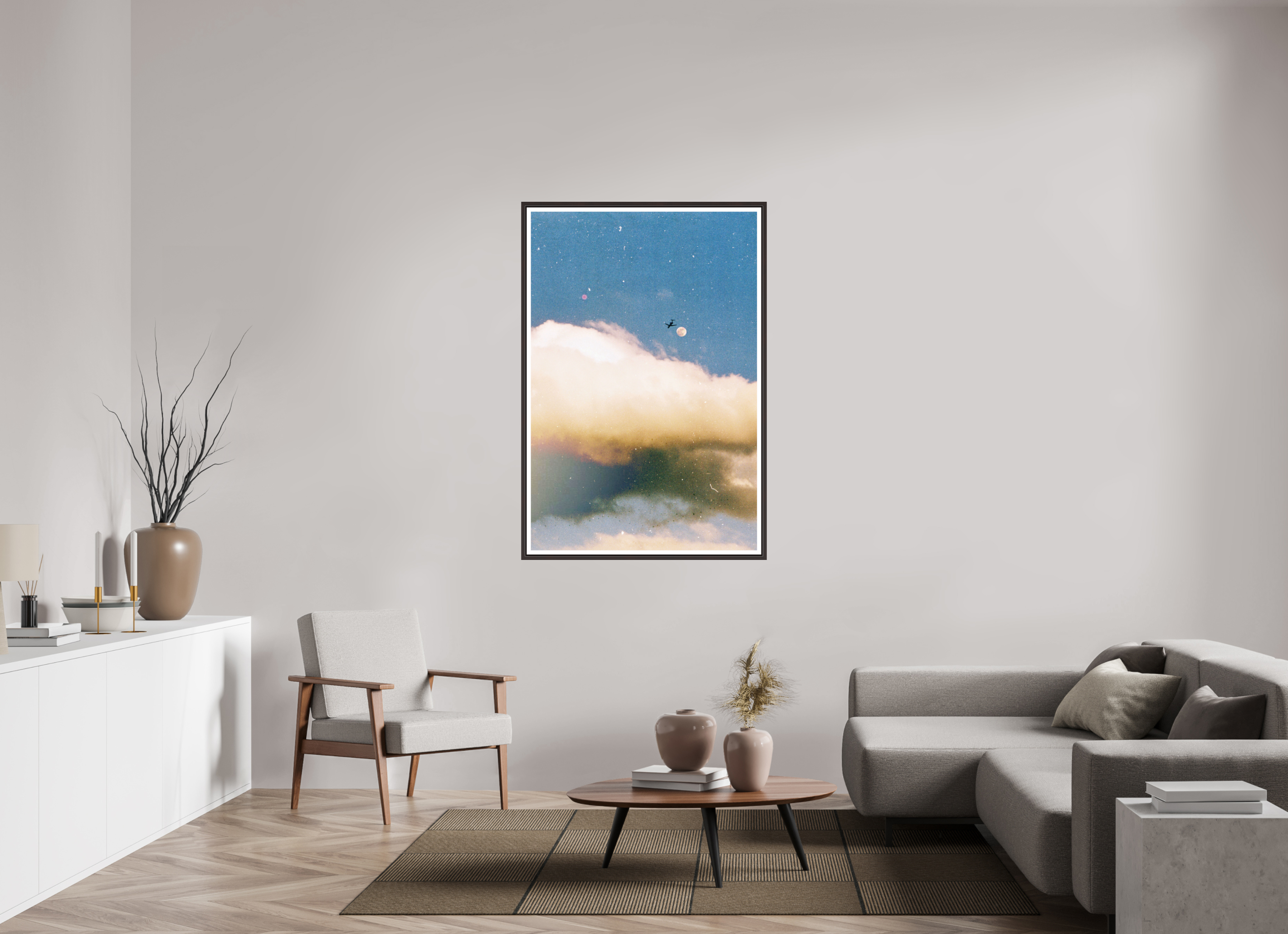 36 x 54″, Floater Frame (Alder Brown) Flying