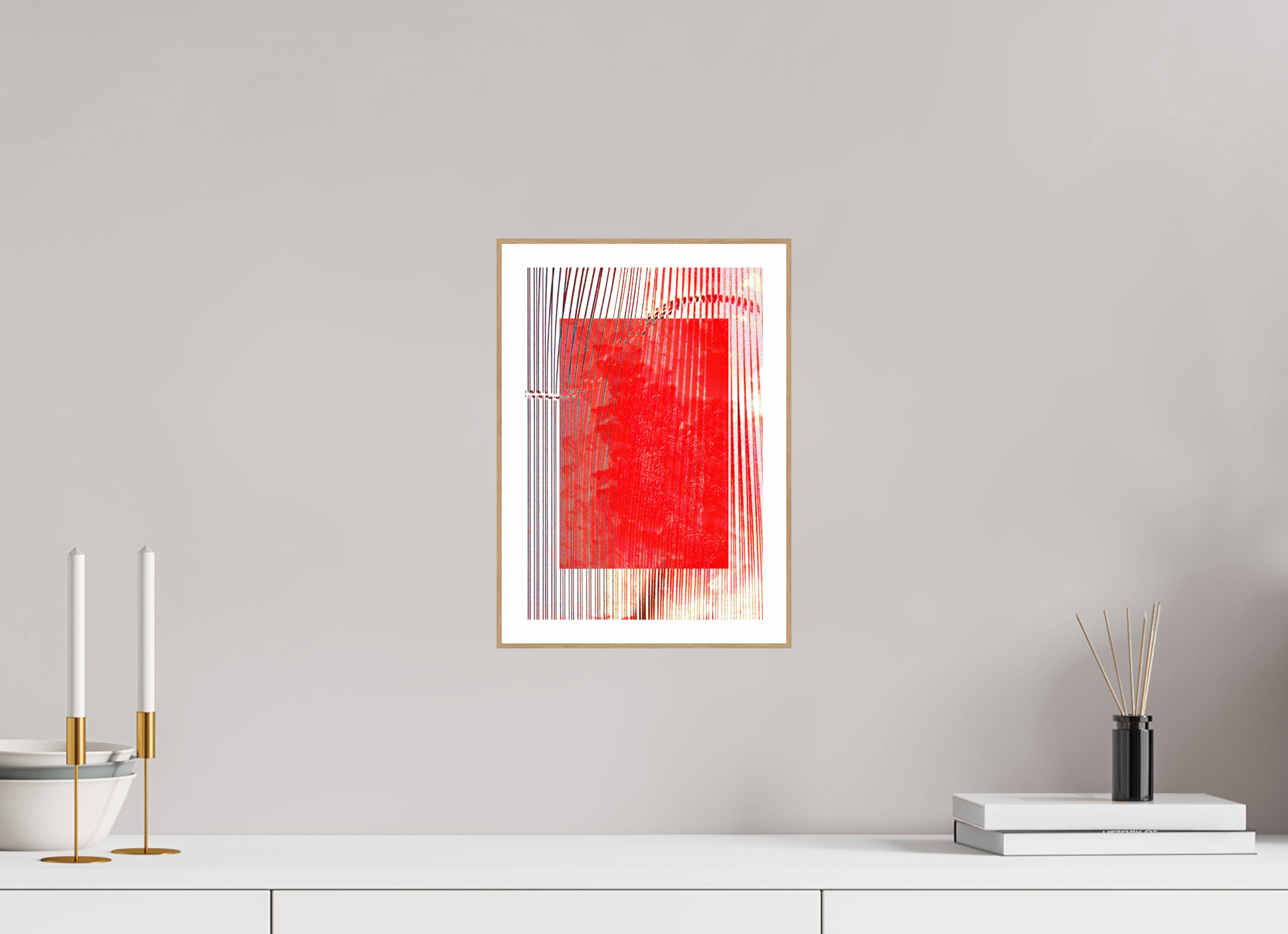 8 x 11.9″, Solid Wood ArtBox (Oak) Red Waves