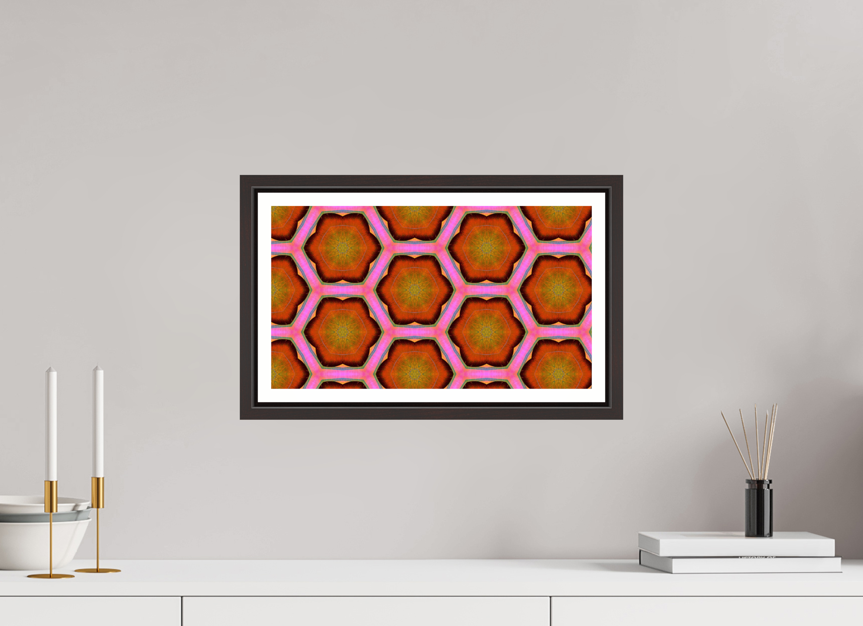 16 x 9″, Floater Frame (Alder Brown) geometric