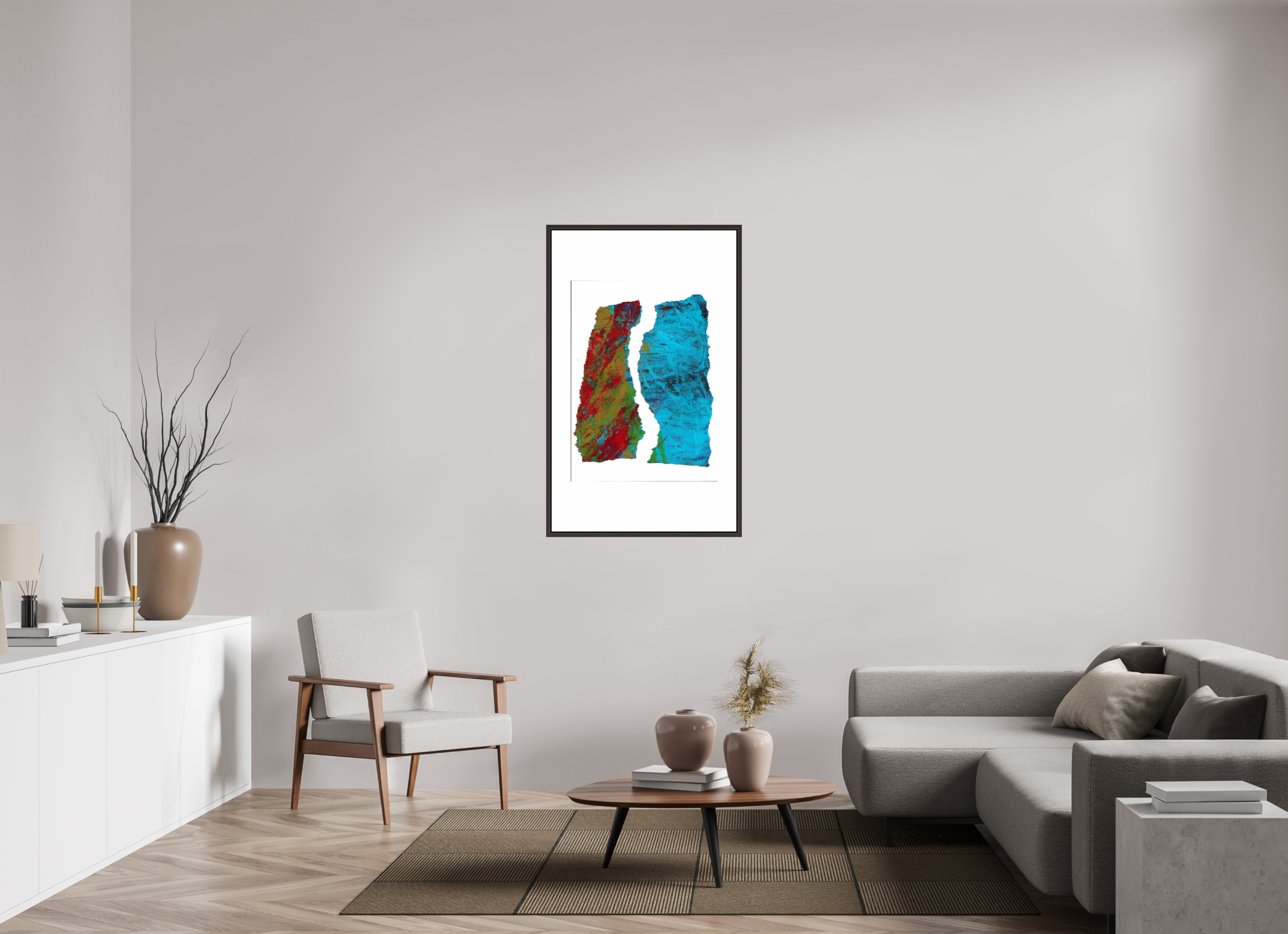 28 x 46.7″, Floater Frame (Alder Brown) Earth & Water