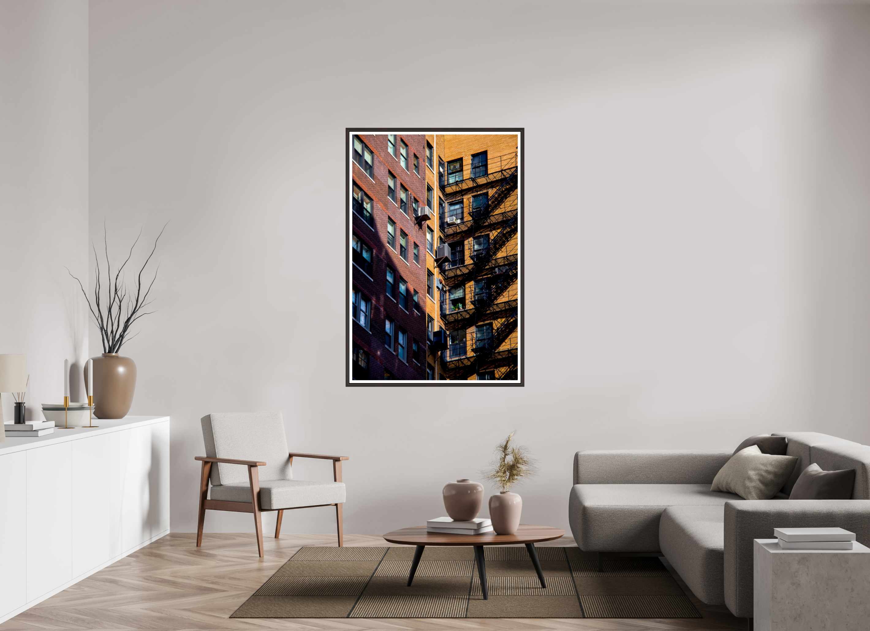 39 x 58″, Floater Frame (Alder Brown) City Escape
