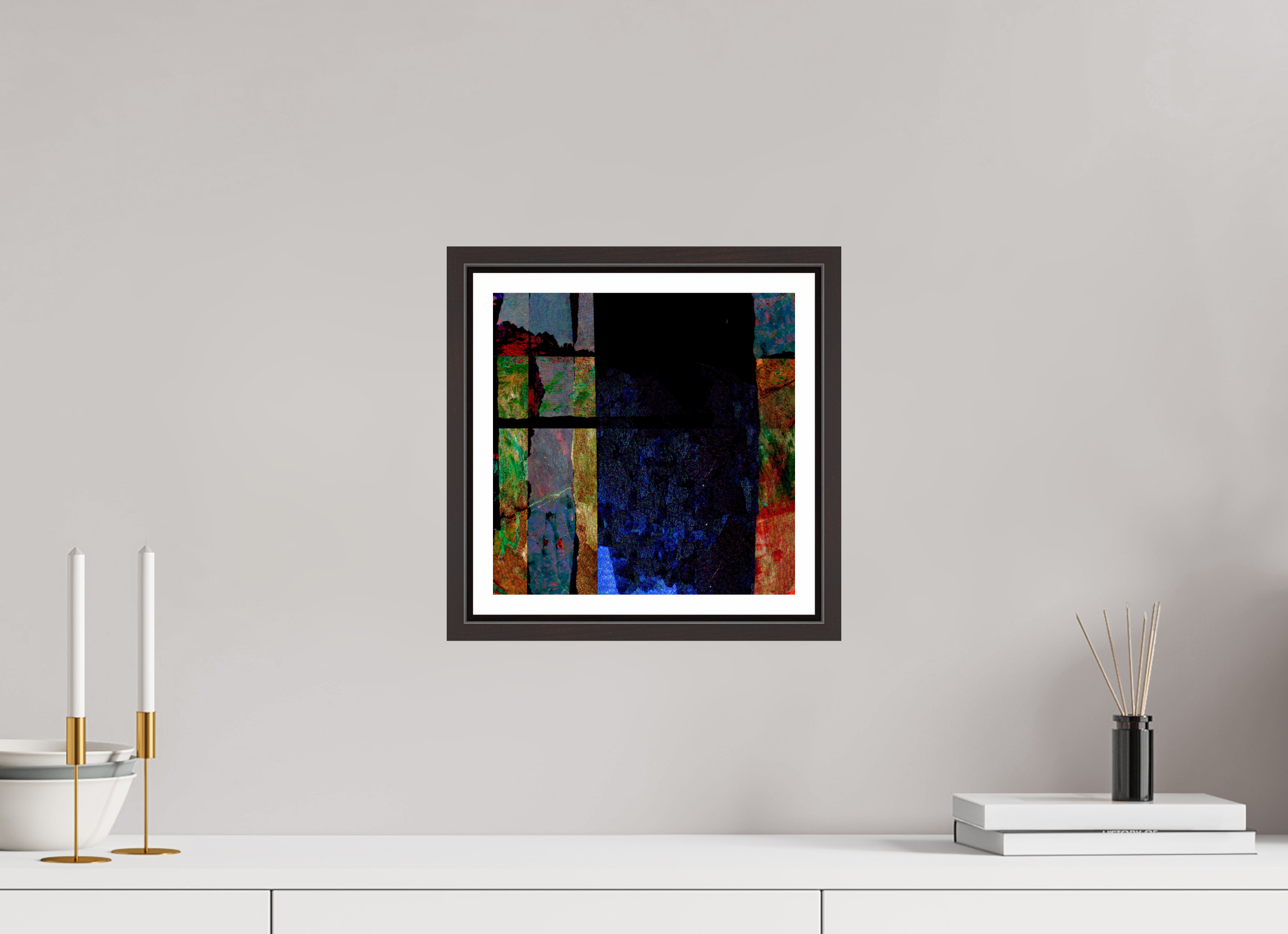 10 x 10″, Floater Frame (Alder Brown) Earth