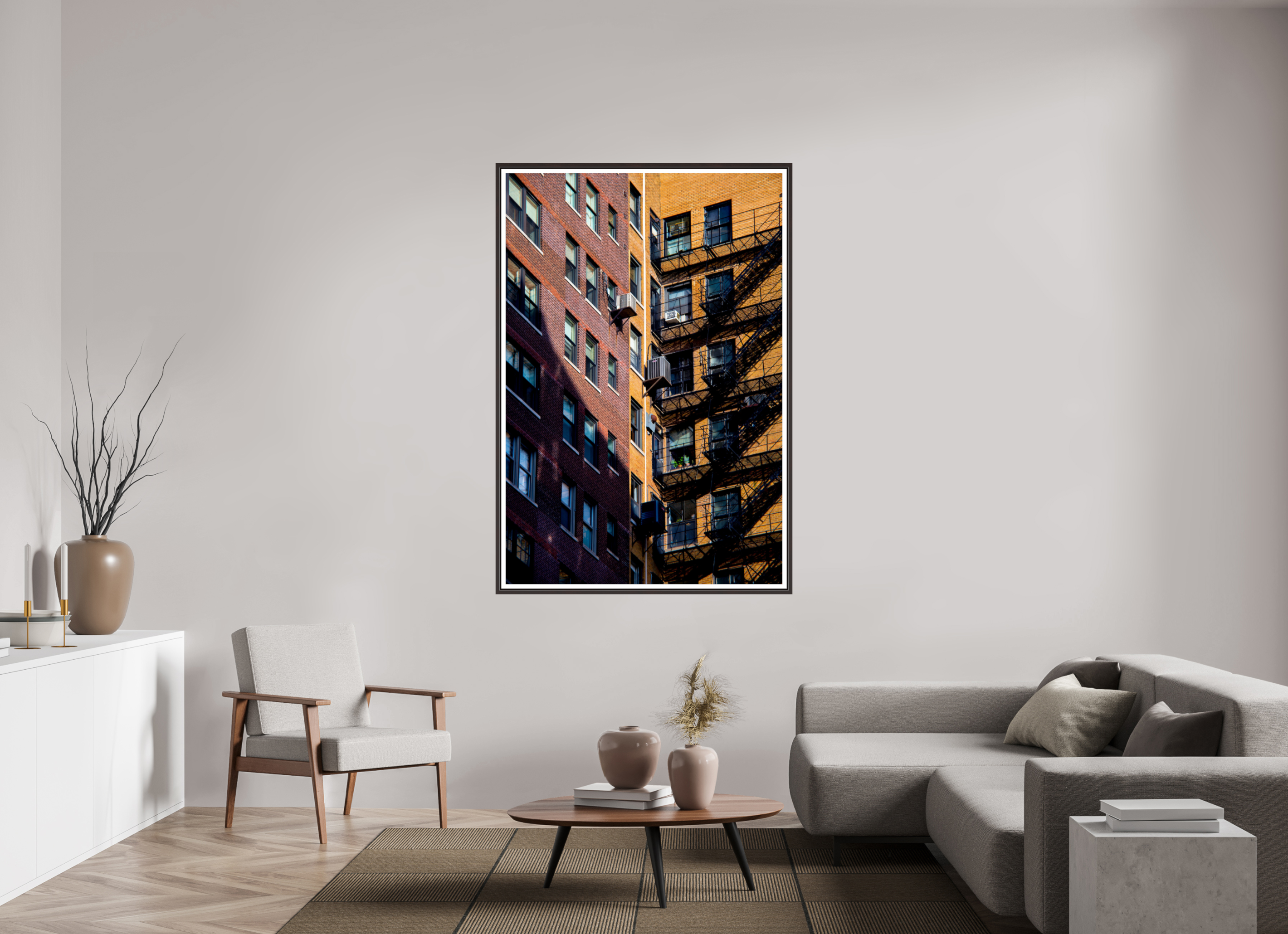 43 x 64″, Floater Frame (Alder Brown) City Escape