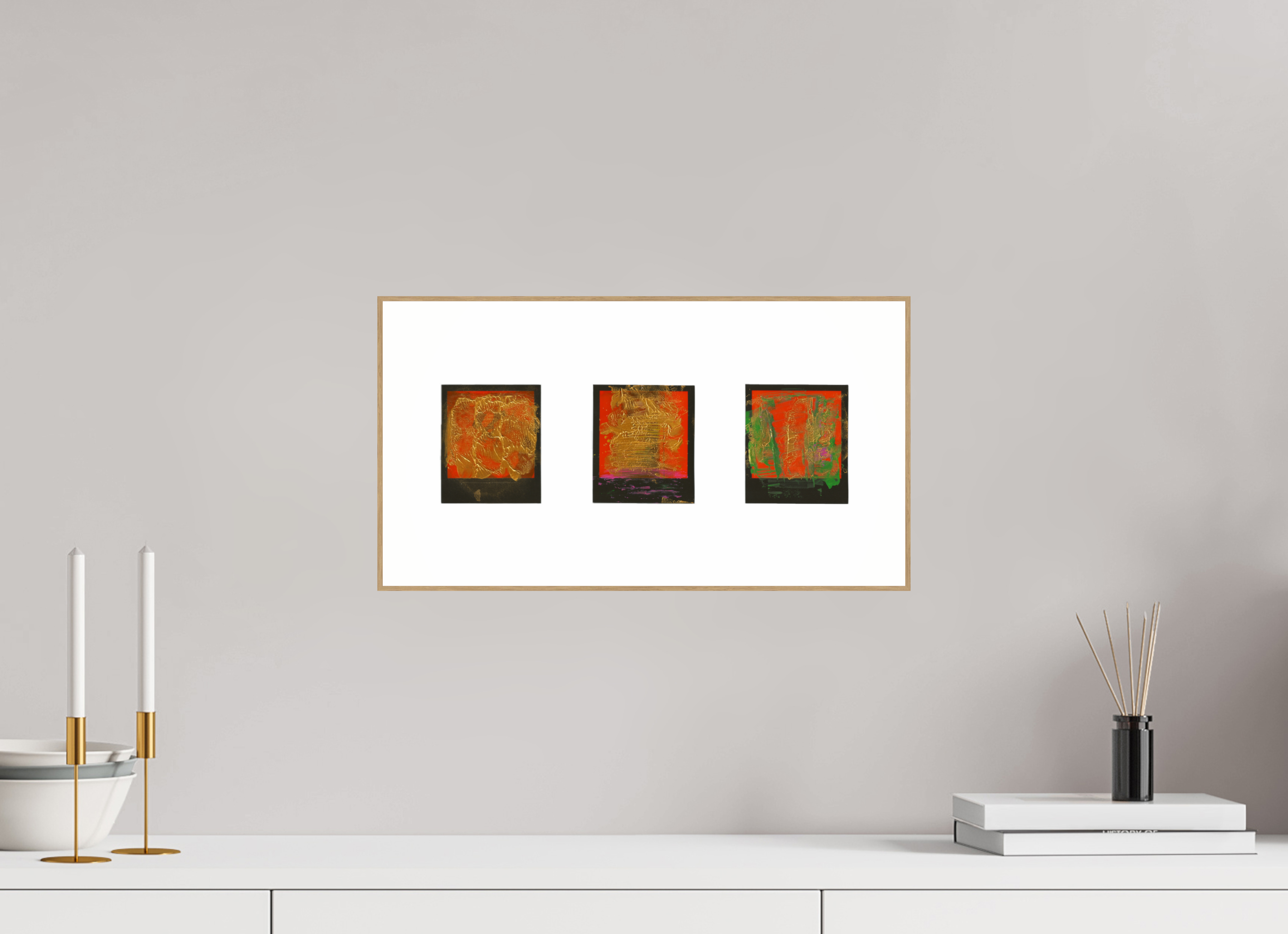 16 x 8″, Solid Wood ArtBox (Oak) Polaroids