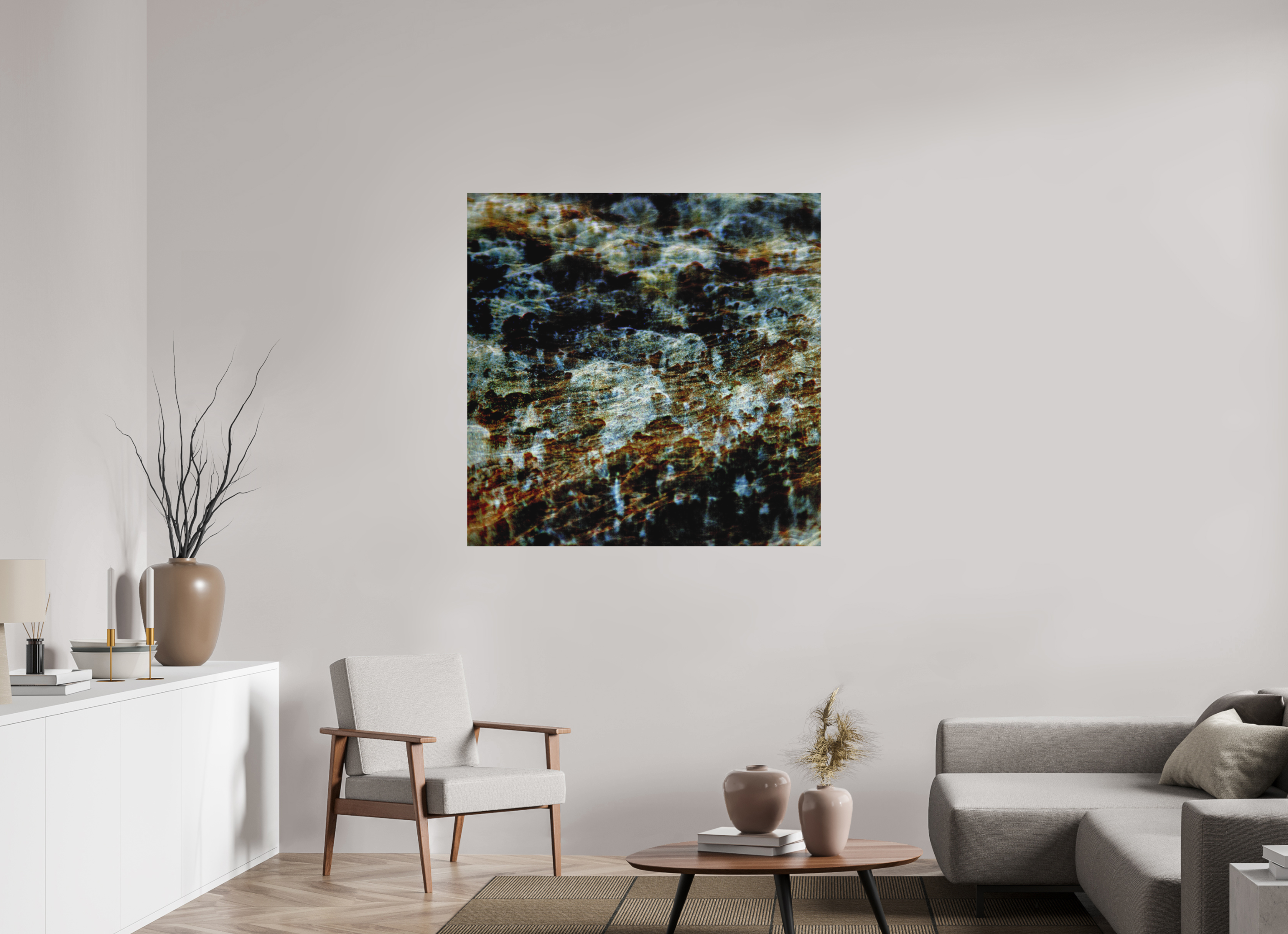 45 x 45″, Aluminum Dibond Digital Snow