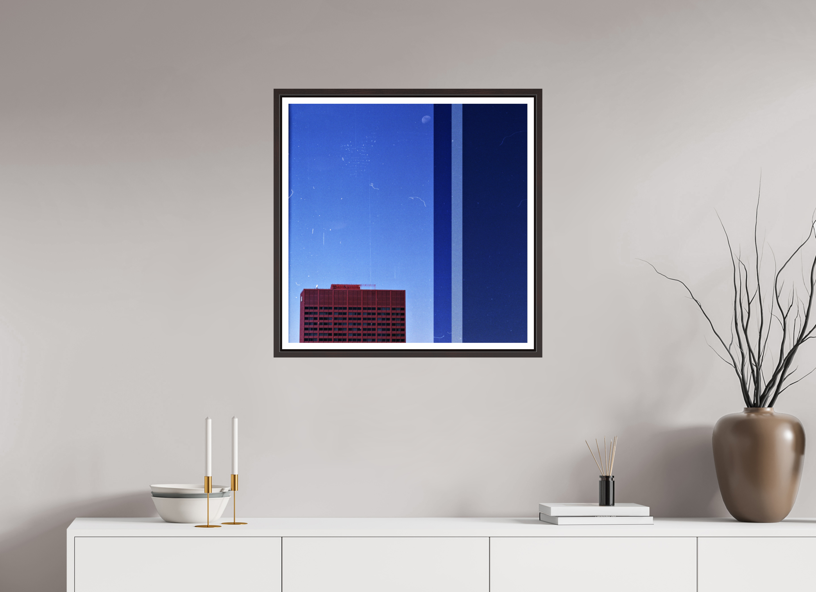 25 x 25″, Floater Frame (Alder Brown) Falling Asleep