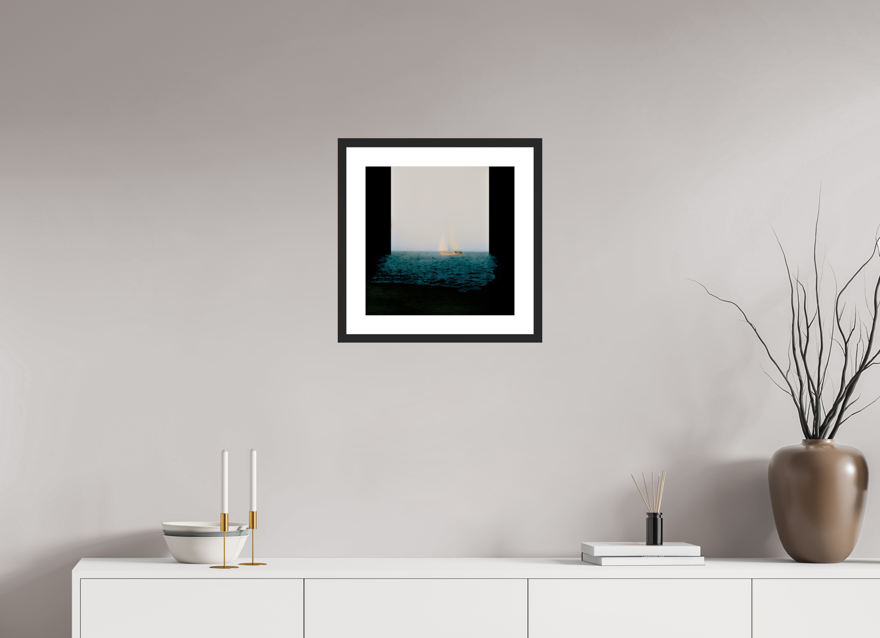 15 x 15″, Fuji Crystal Archive Print Framed (Black) Sleeps While Walking