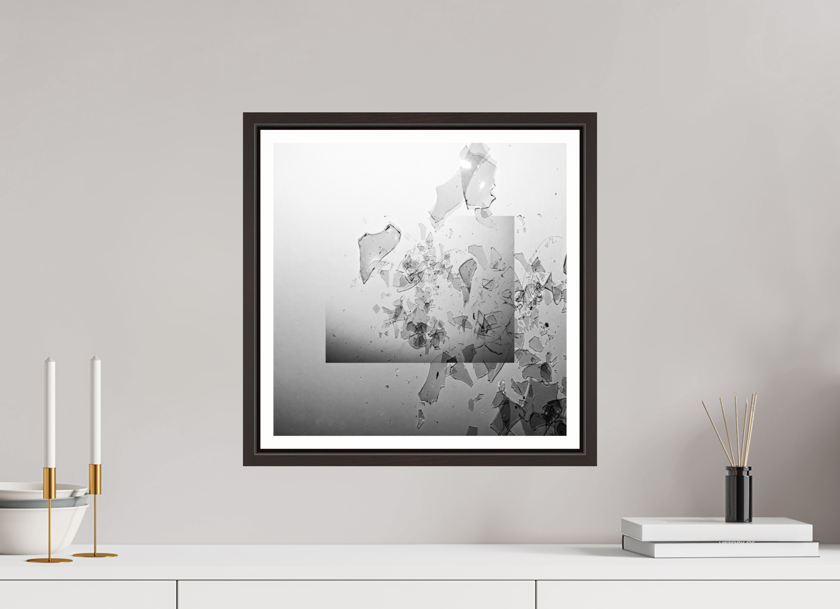 15 x 15″, Floater Frame (Alder Brown) glass