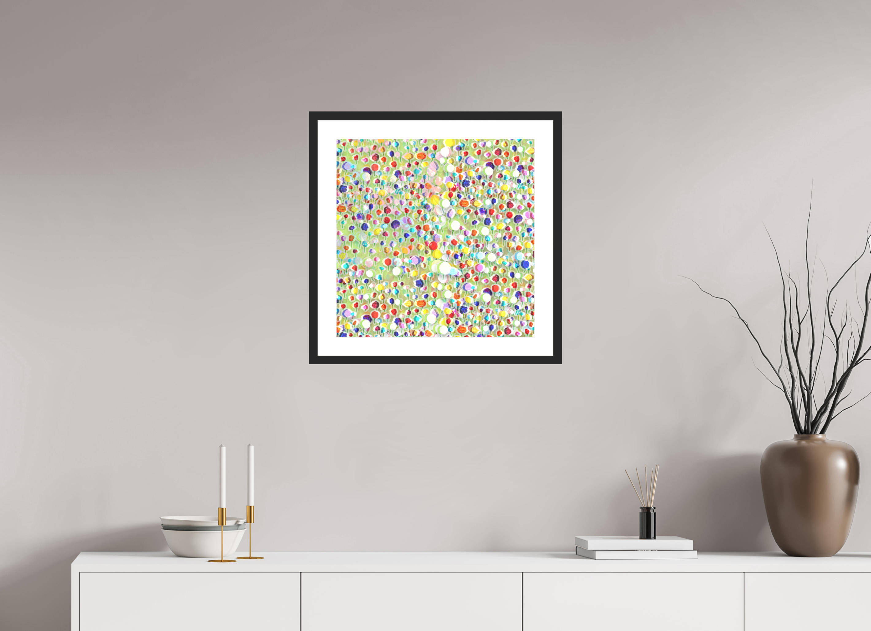 20 x 20″, Framed #1 tulips