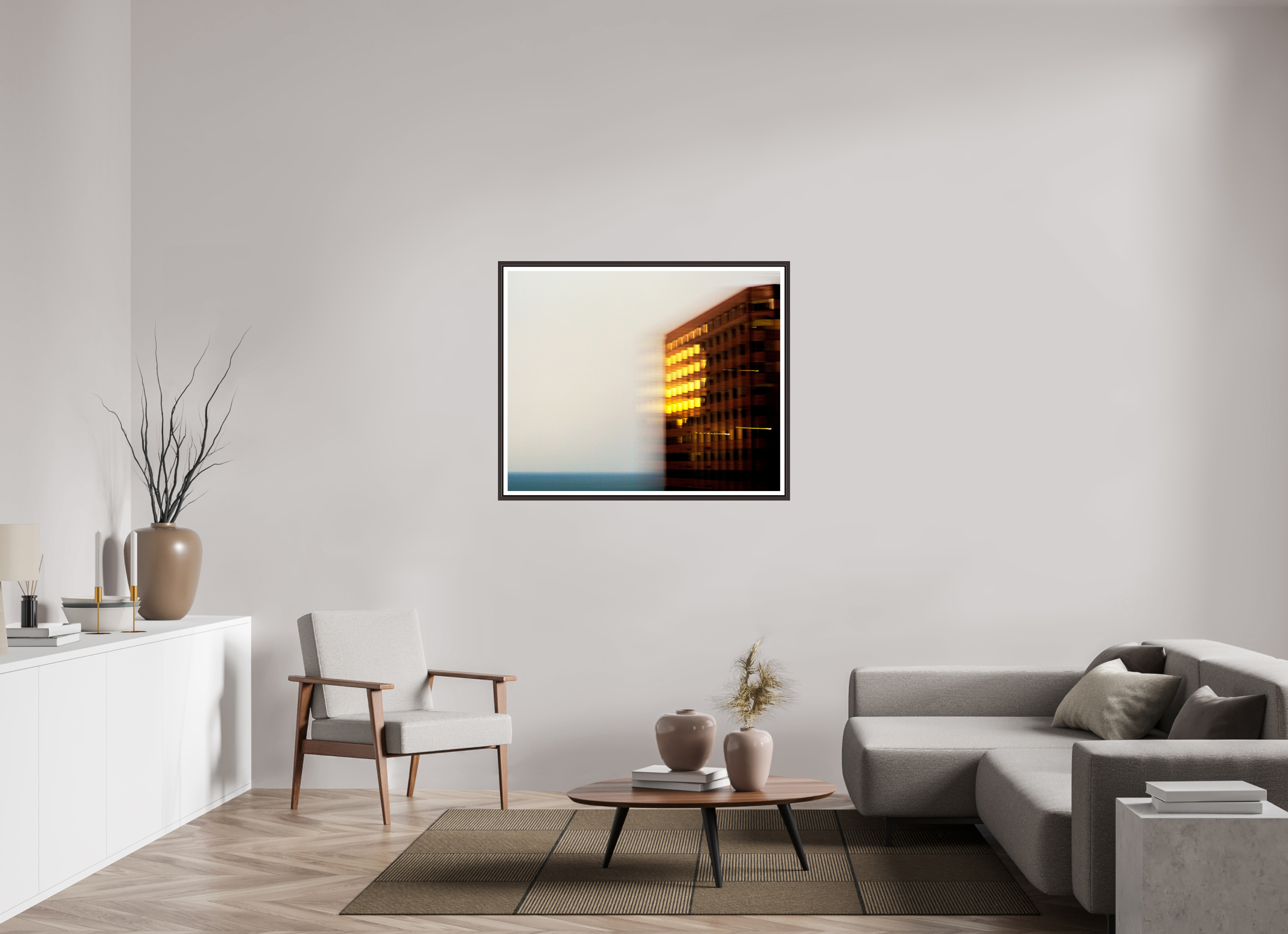 43.4 x 35″, Floater Frame (Alder Brown) Time Flies
