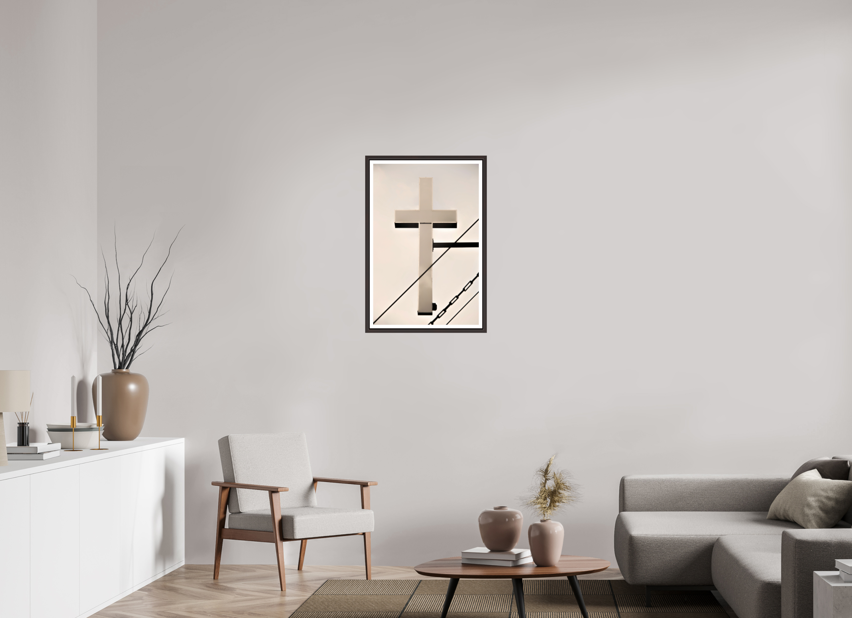 20 x 30.6″, Floater Frame (Alder Brown) Catholic School