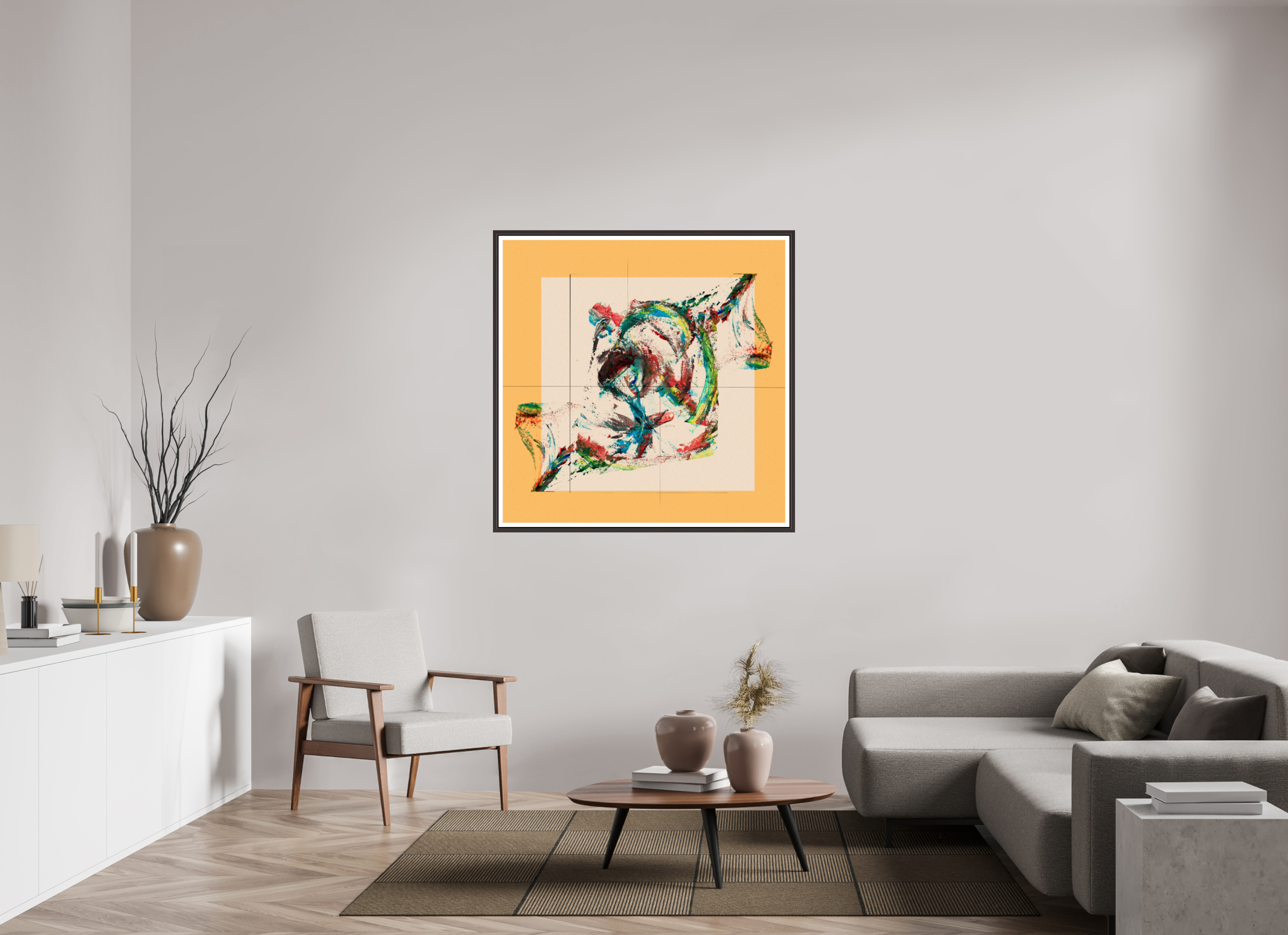 45 x 45″, Floater Frame (Alder Brown) Roses