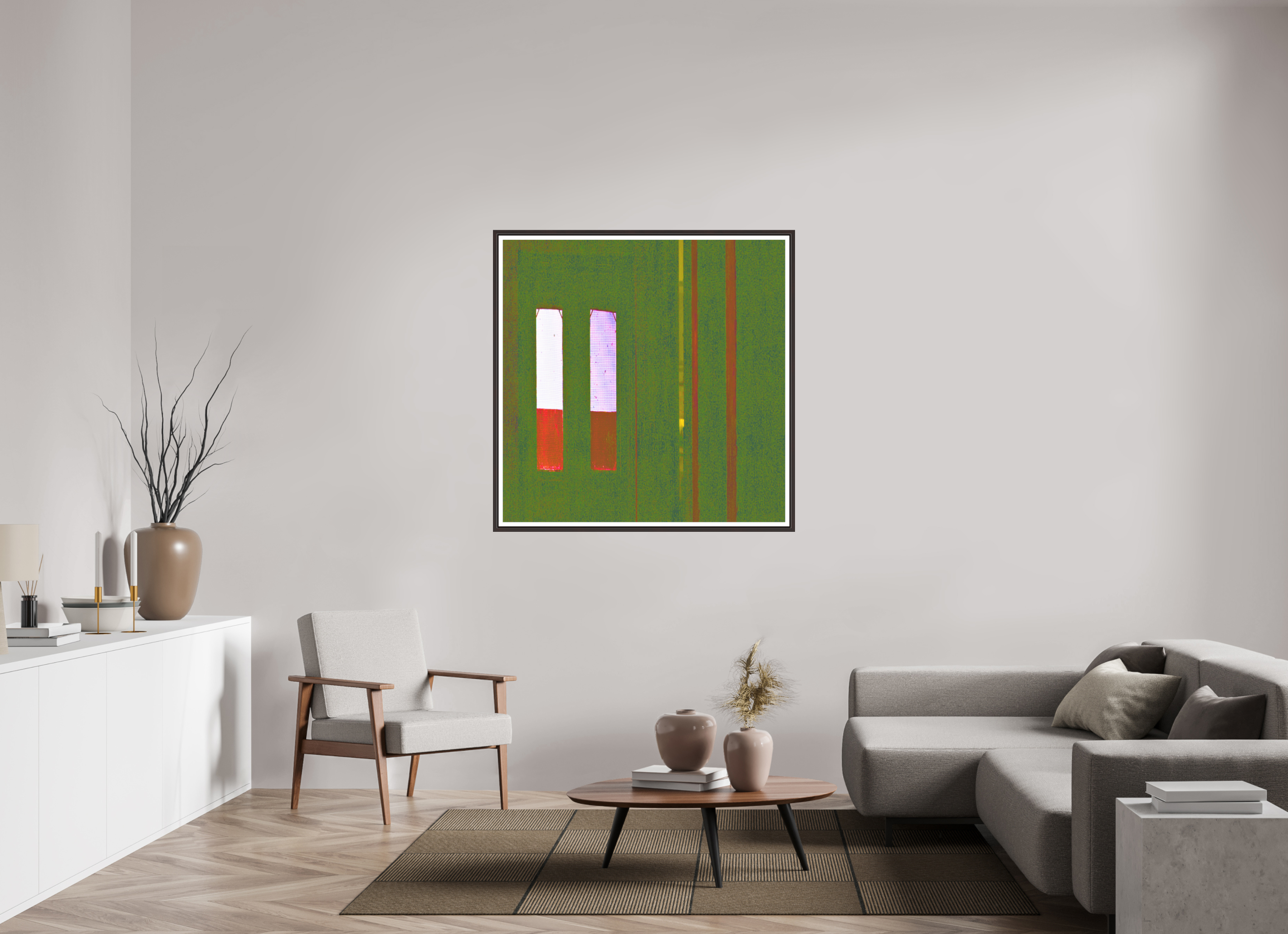 45 x 45″, Floater Frame (Alder Brown) Cigarettes